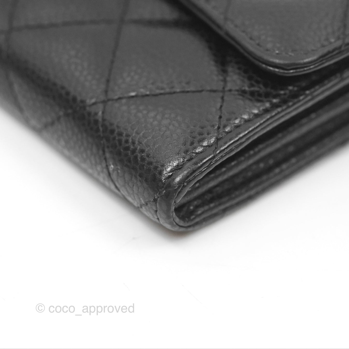Chanel Classic Quilted Flap Long Wallet Black Caviar Gold Hardware