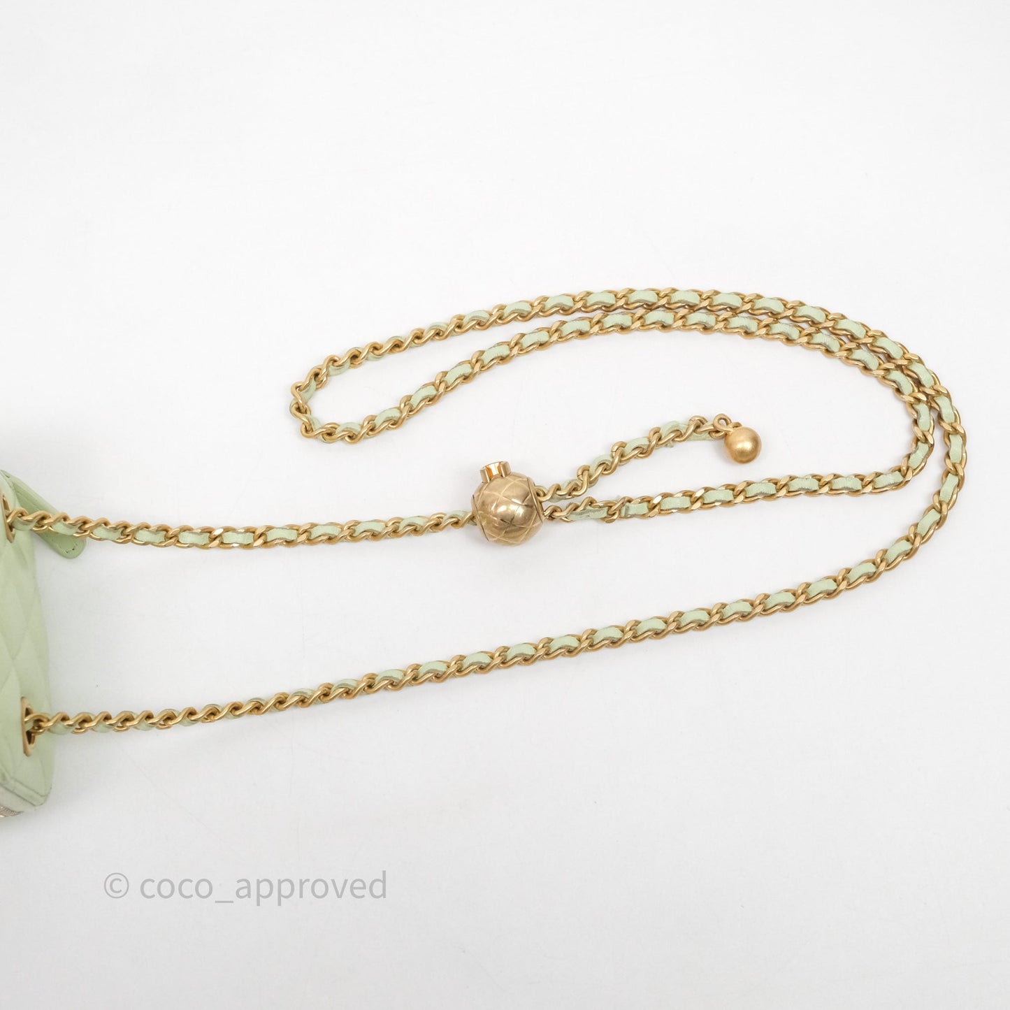 Chanel Mini Pearl Crush Vanity With Chain Green Aged Gold Hardware