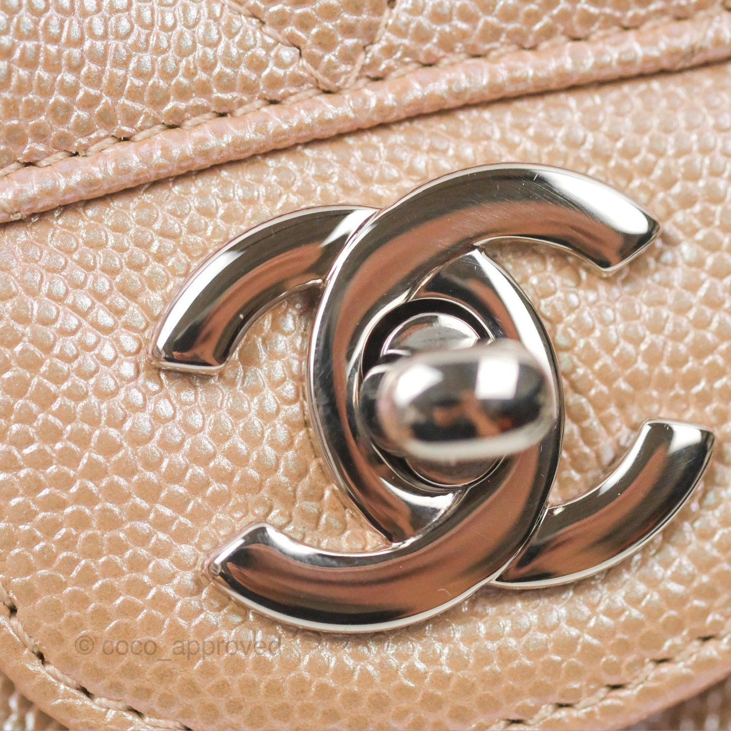 Chanel Chevron Mini Rectangular Flap Iridescent Rose Gold Caviar Ruthenium Hardware 17B