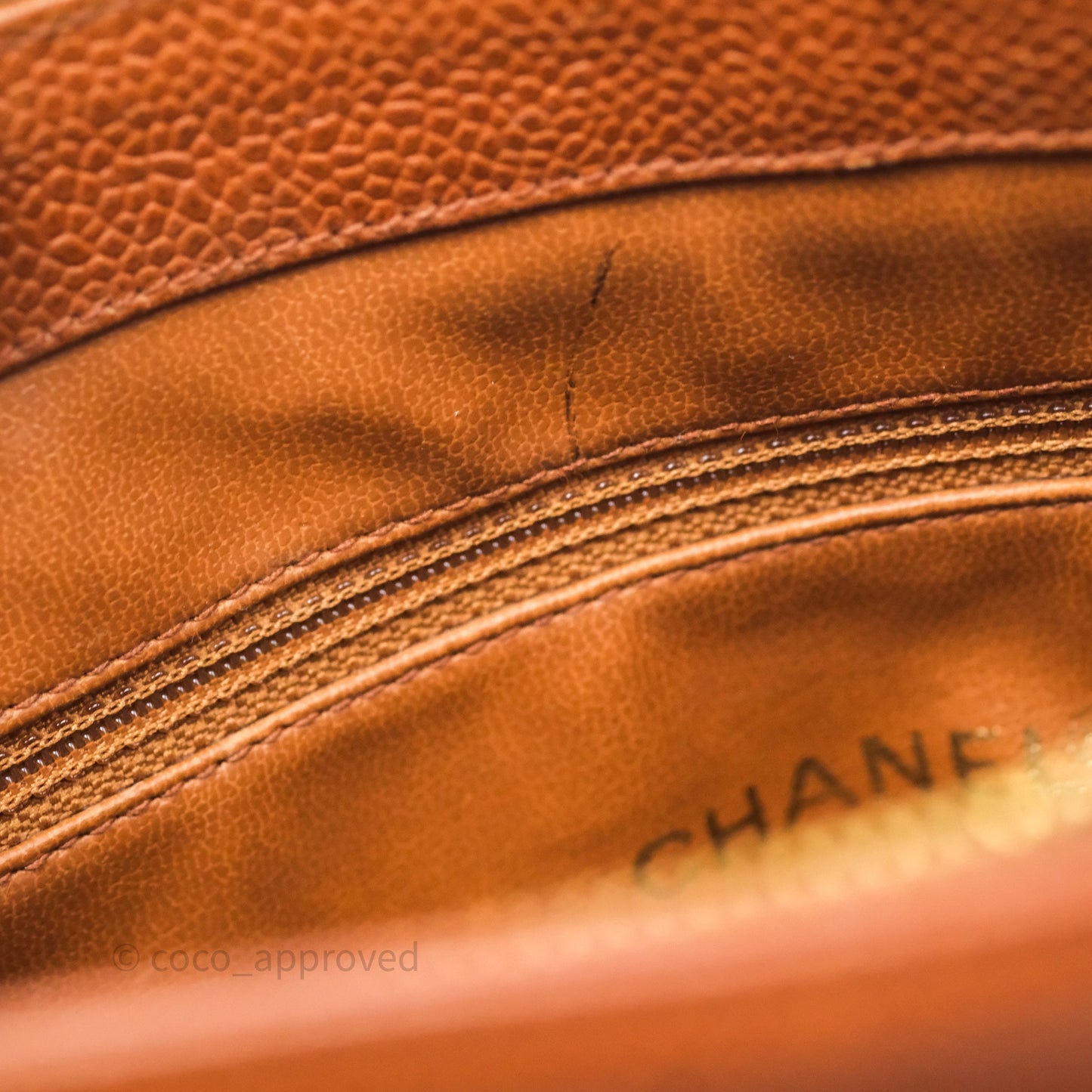 Chanel Vintage Tote Caramel Caviar 24K Gold Hardware