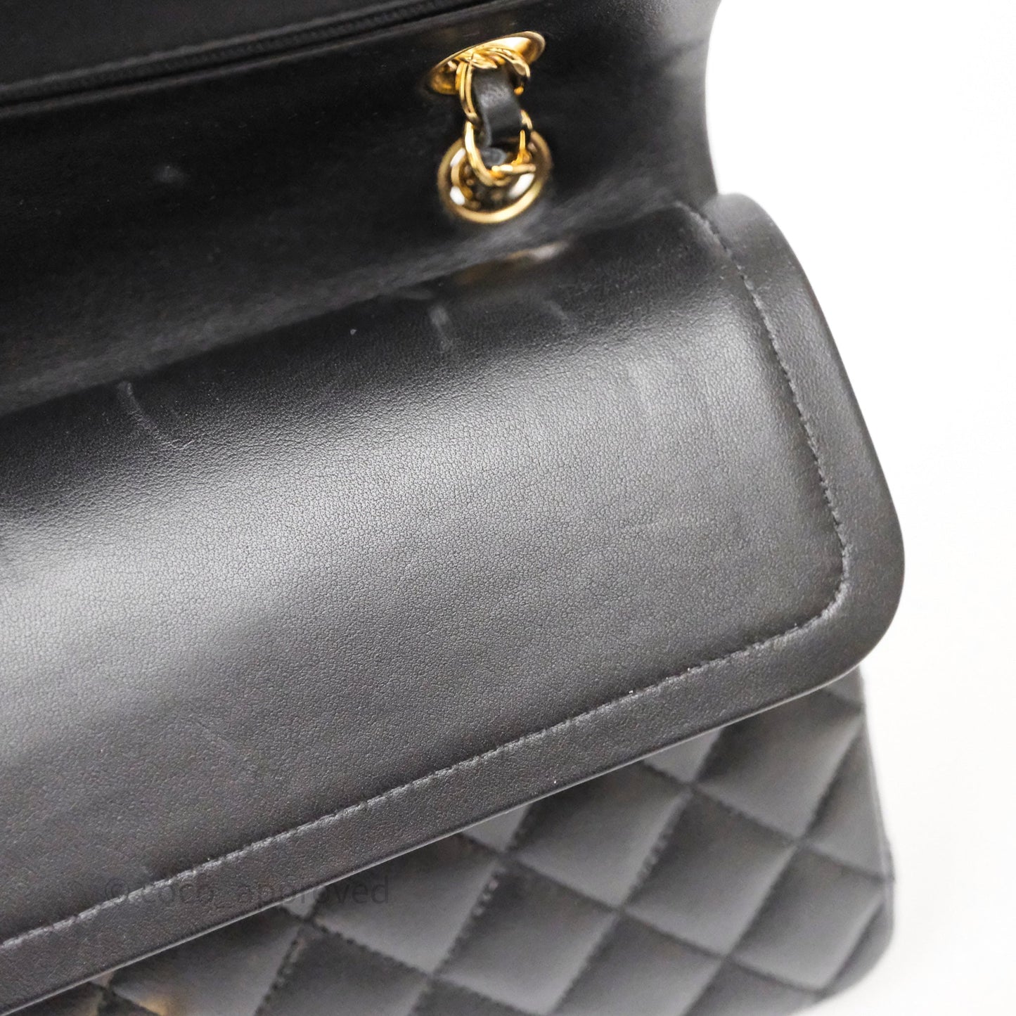Chanel Classic M/L Medium Flap Quilted Black Lambskin Gold Hardware