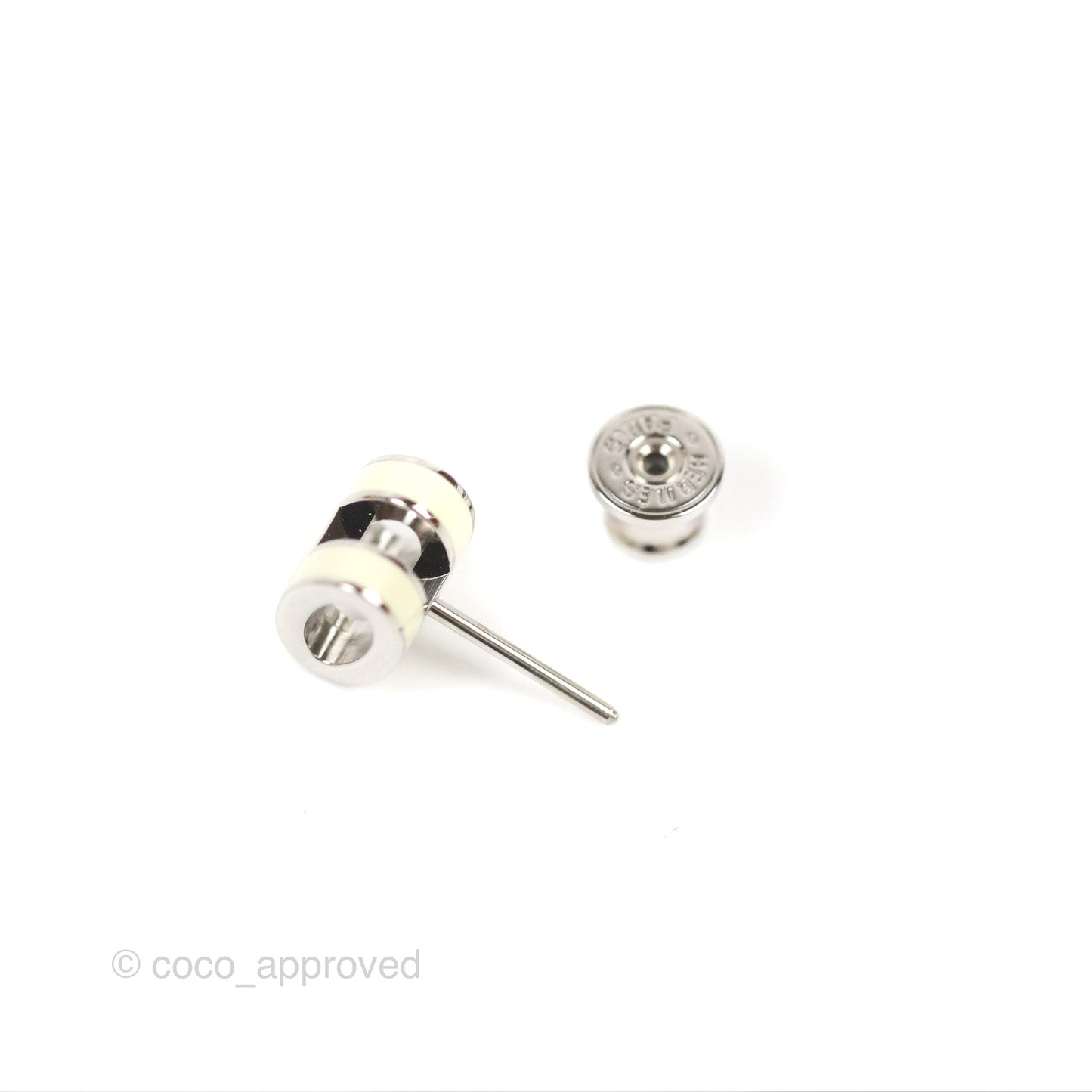 Hermès Mini Pop H Earrings Pale Yellow Silver Tone