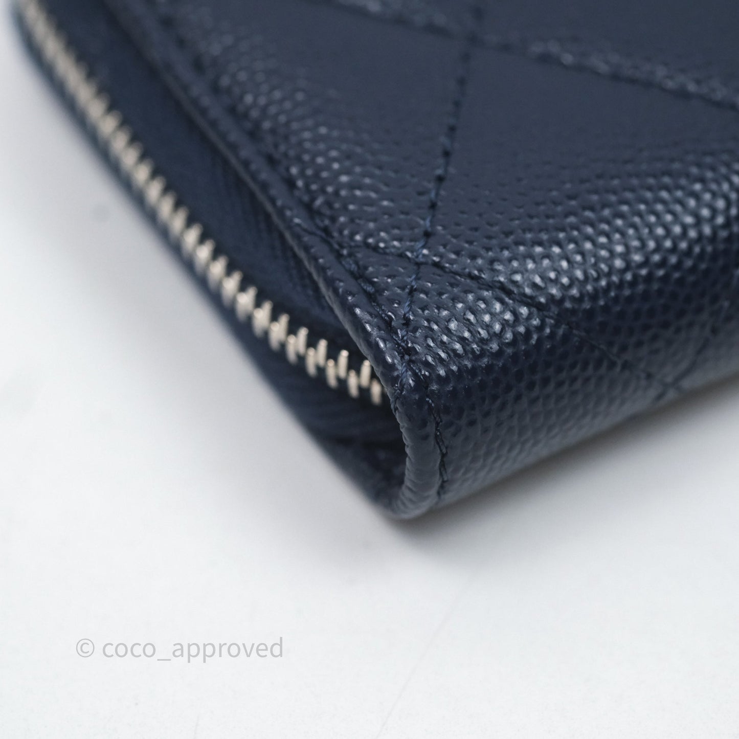 Chanel Logo CC Zipped Coin Purse Navy Caviar Silver Hardware 24P