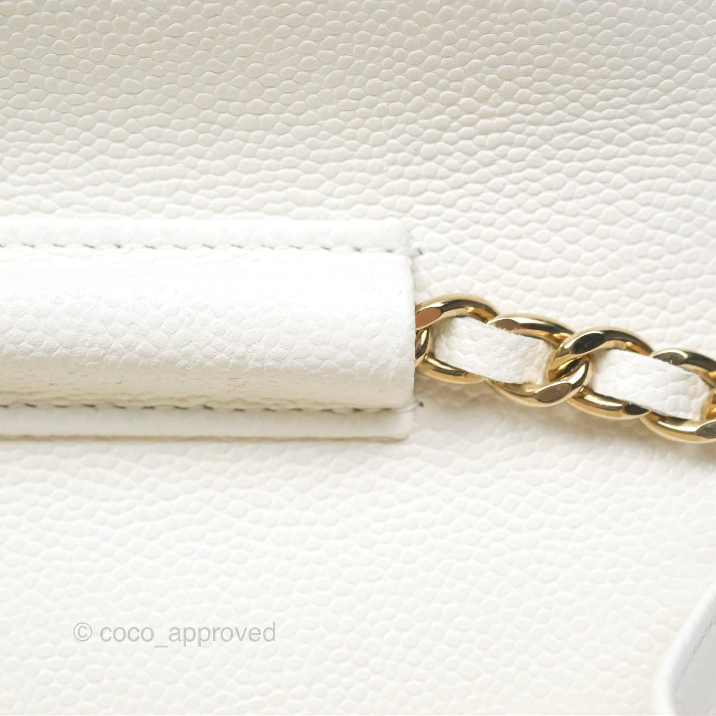 Chanel Classic Quilted Wallet On Chain WOC White Caviar Gold Hardware