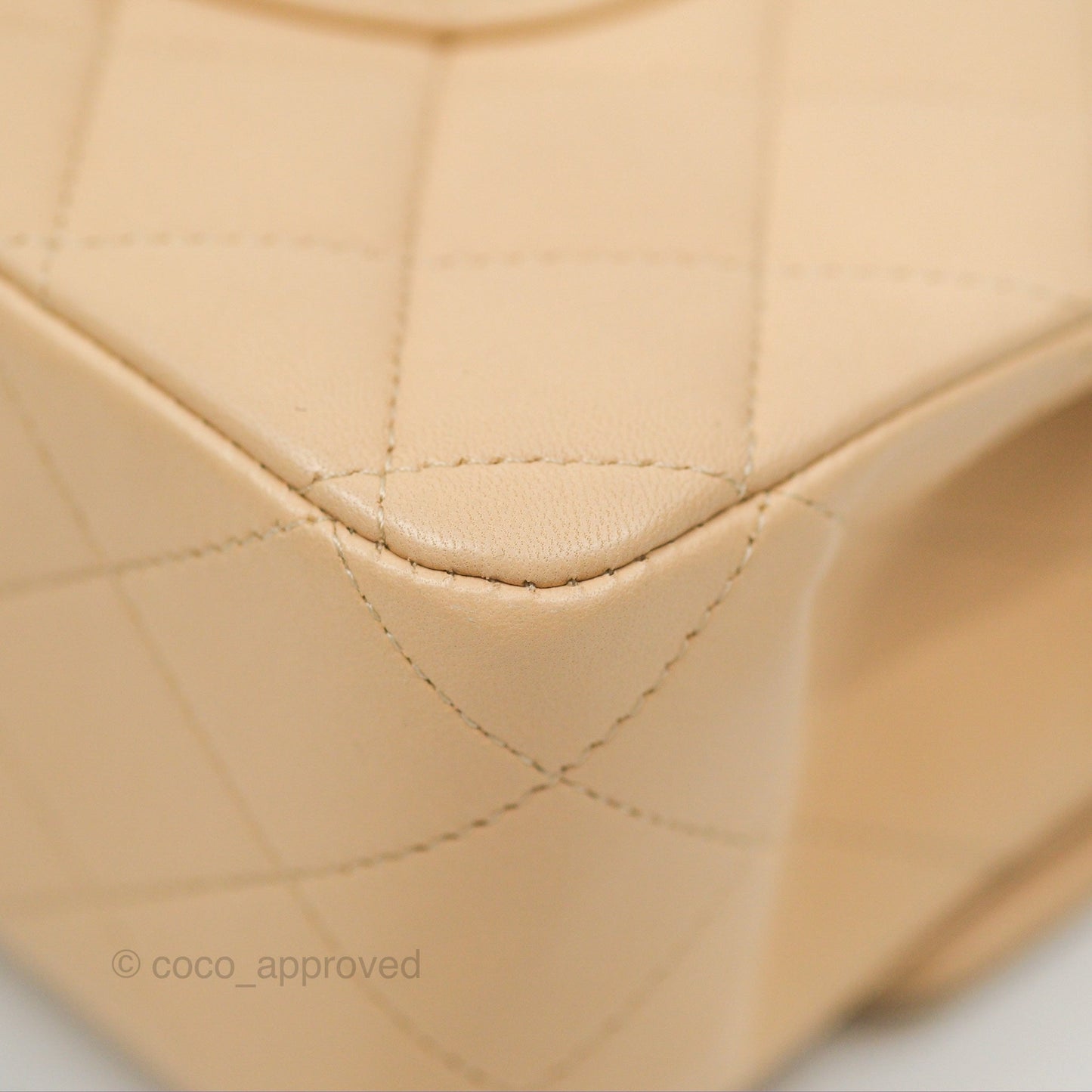 Chanel Classic M/L Medium Flap Quilted Beige Lambskin Silver Hardware