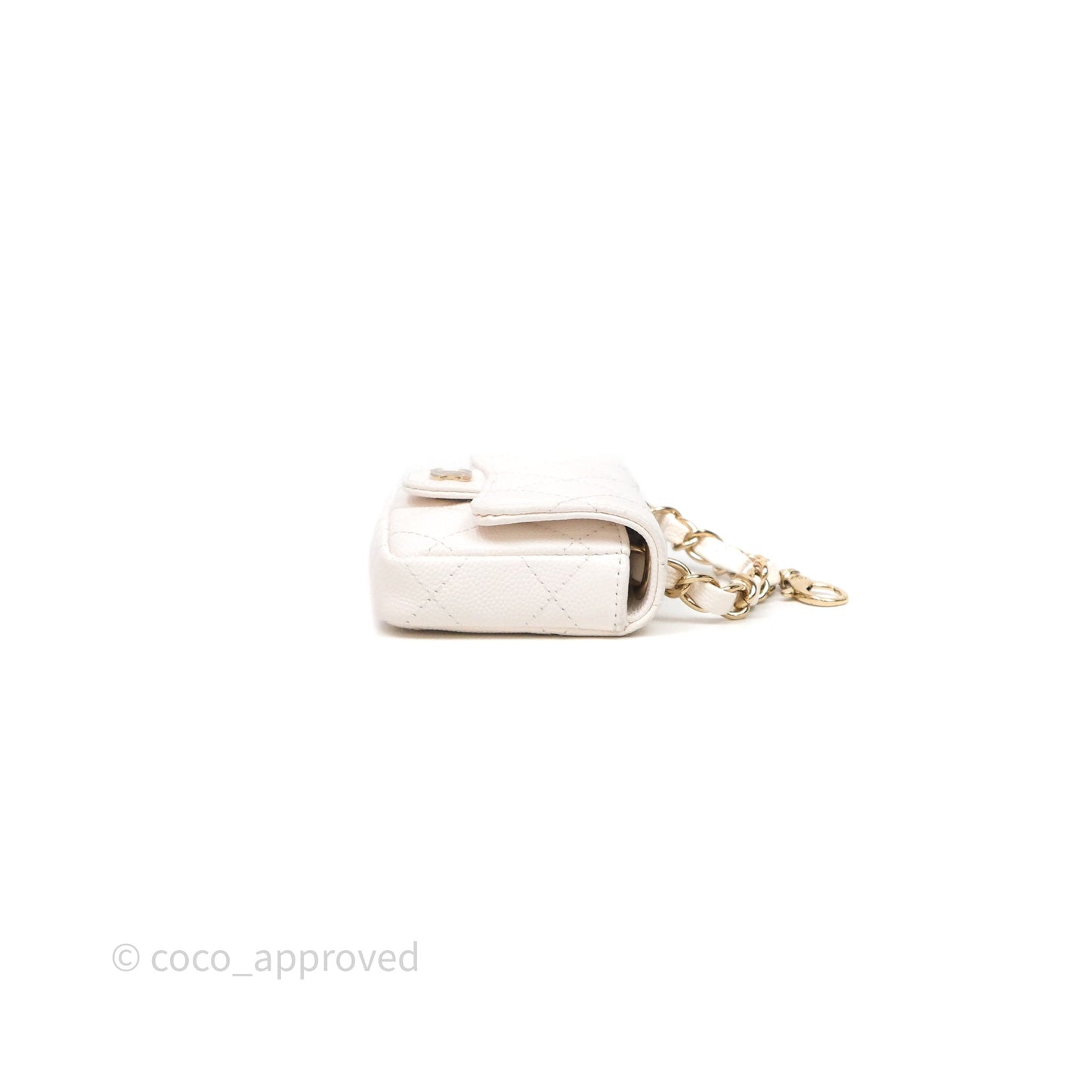 Chanel Mini Flap Belt Bag Caviar White Gold Hardware