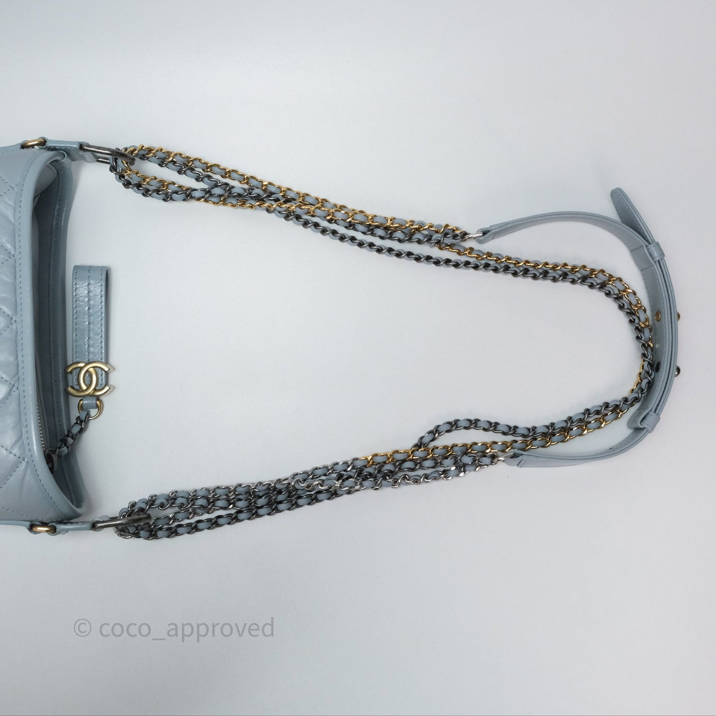 Chanel Small Gabrielle Hobo Quilted Light Blue Aged Calfskin