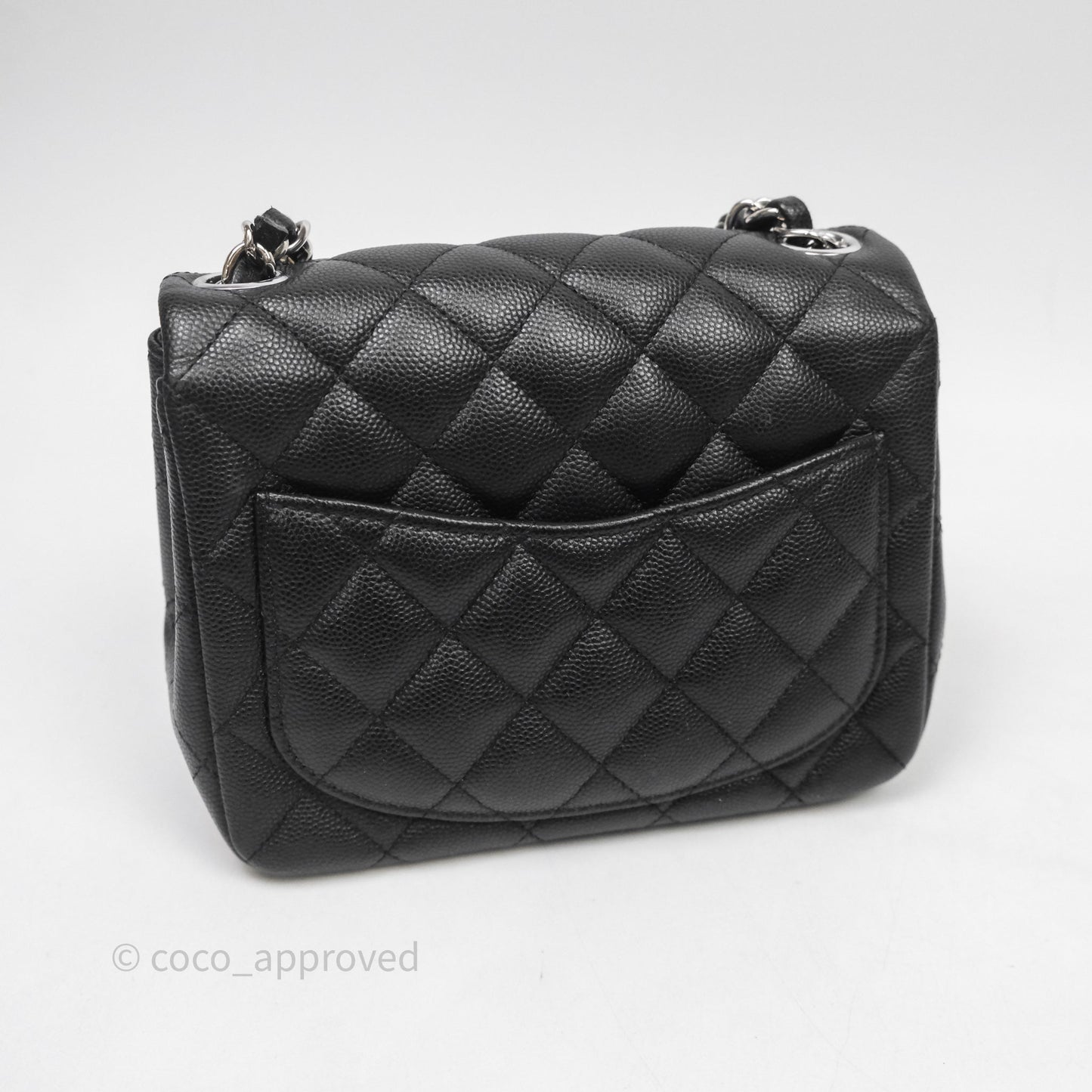 Chanel Mini Square Quilted Black Caviar Silver Hardware