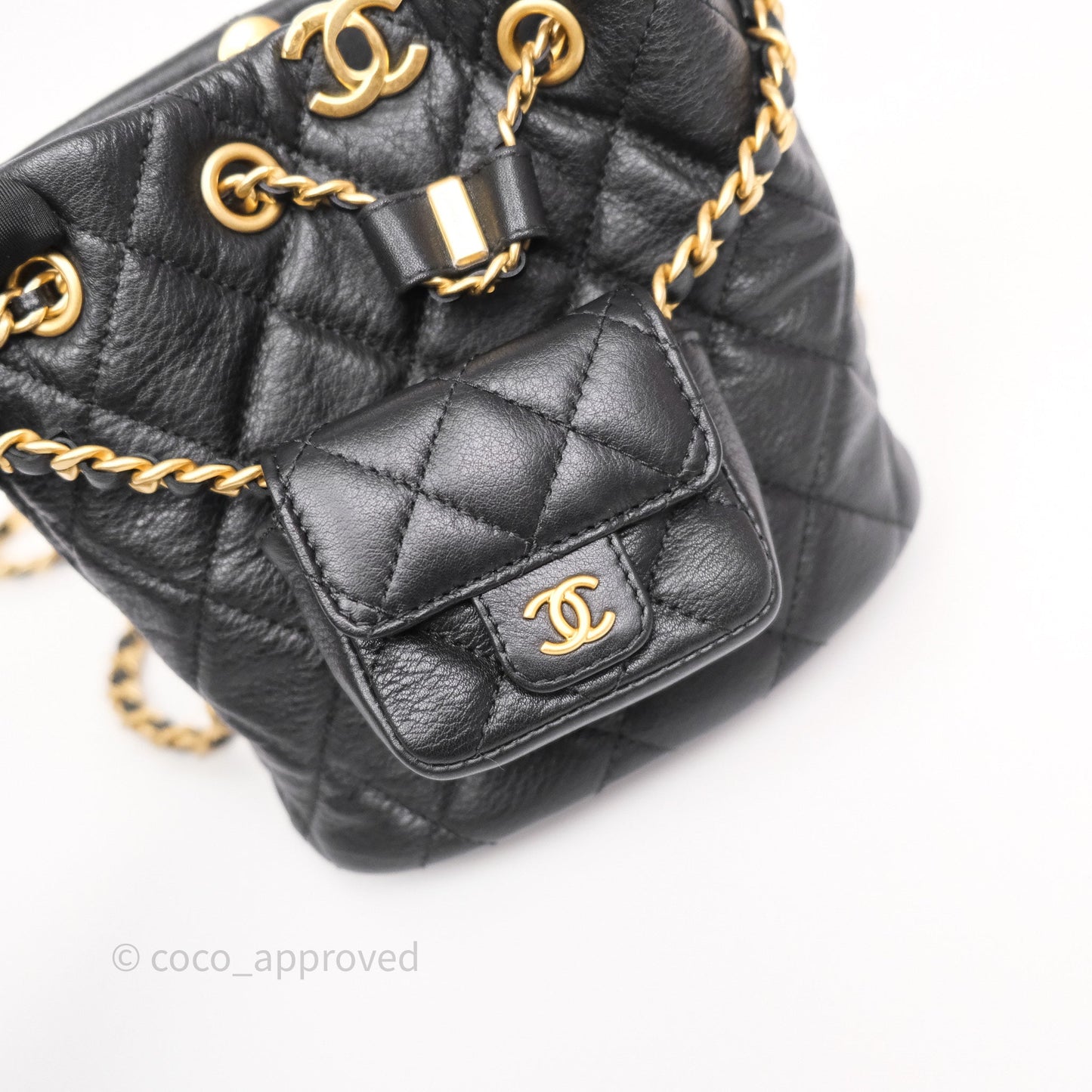 Chanel Mini Backpack Black Crumpled Calfskin Aged Gold Hardware 23A