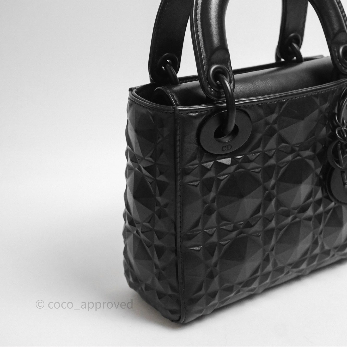 Dior Mini Lady Dior So Black Cannage Calfskin with Diamond Motif