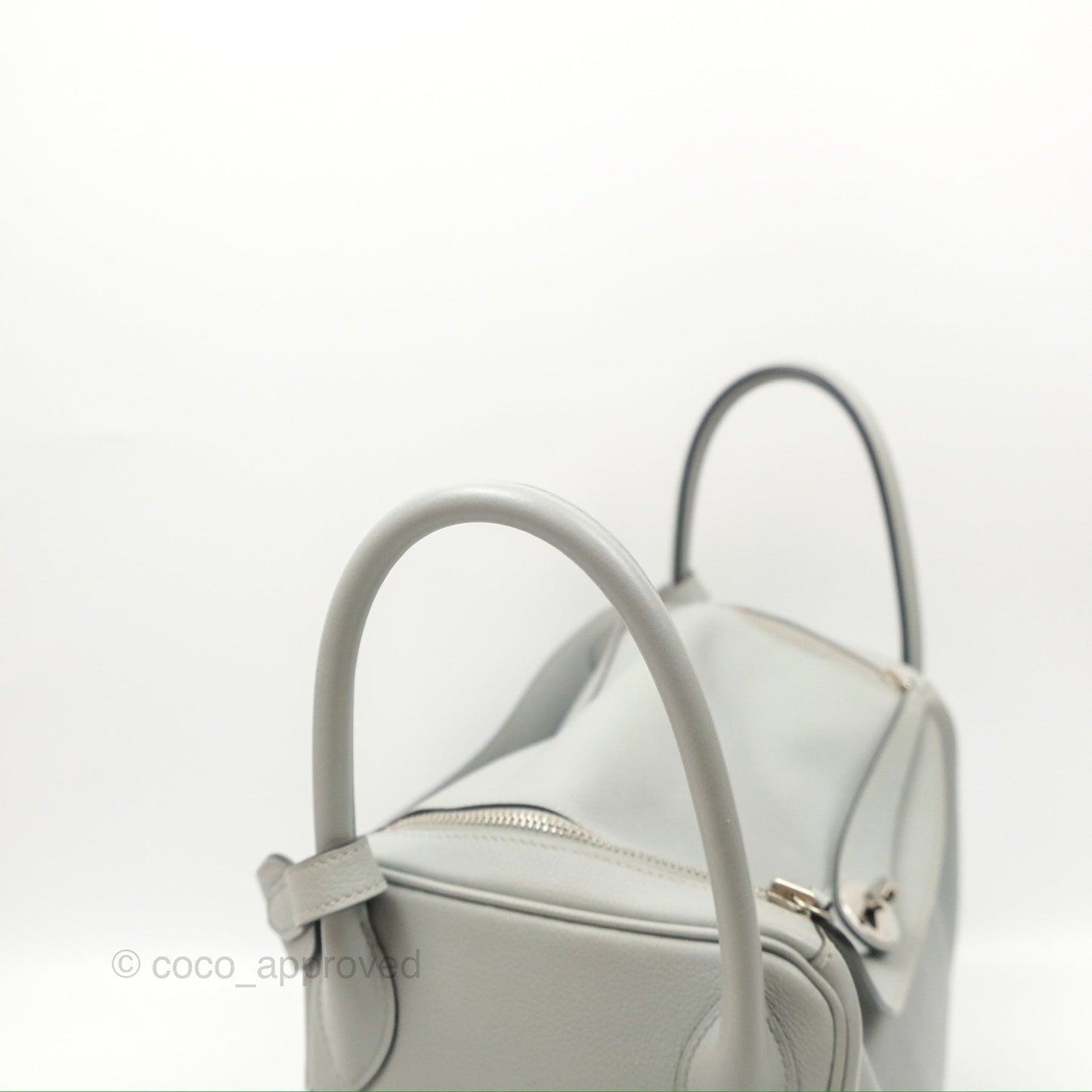 Hermès Lindy 30 Bleu Glacier Evercolor Palladium Hardware