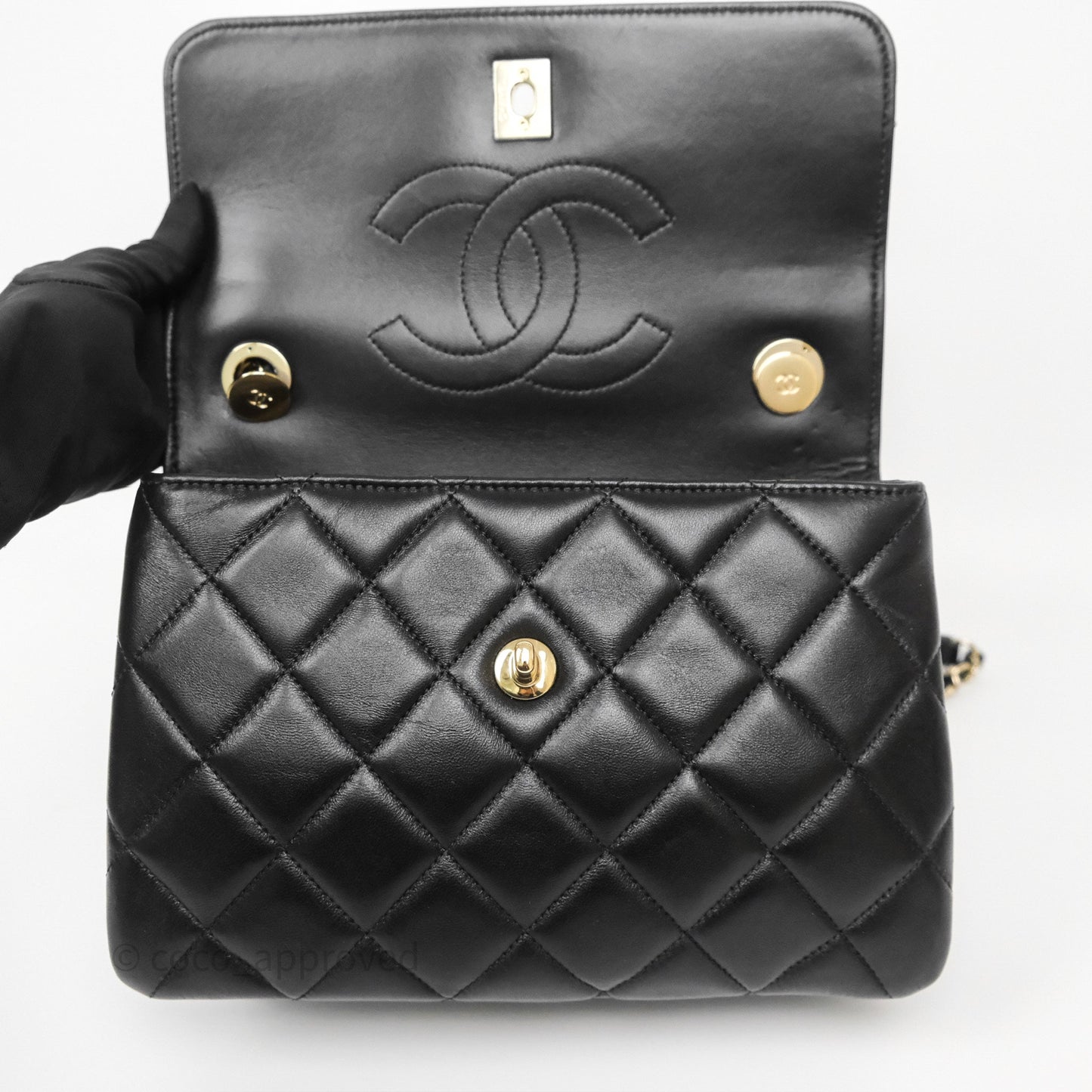 Chanel Small Trendy CC Black Lambskin Gold Hardware