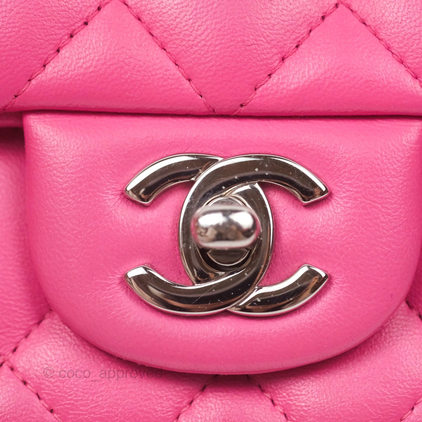 Chanel Quilted Mini Rectangular Flap Pink Lambskin Silver Hardware
