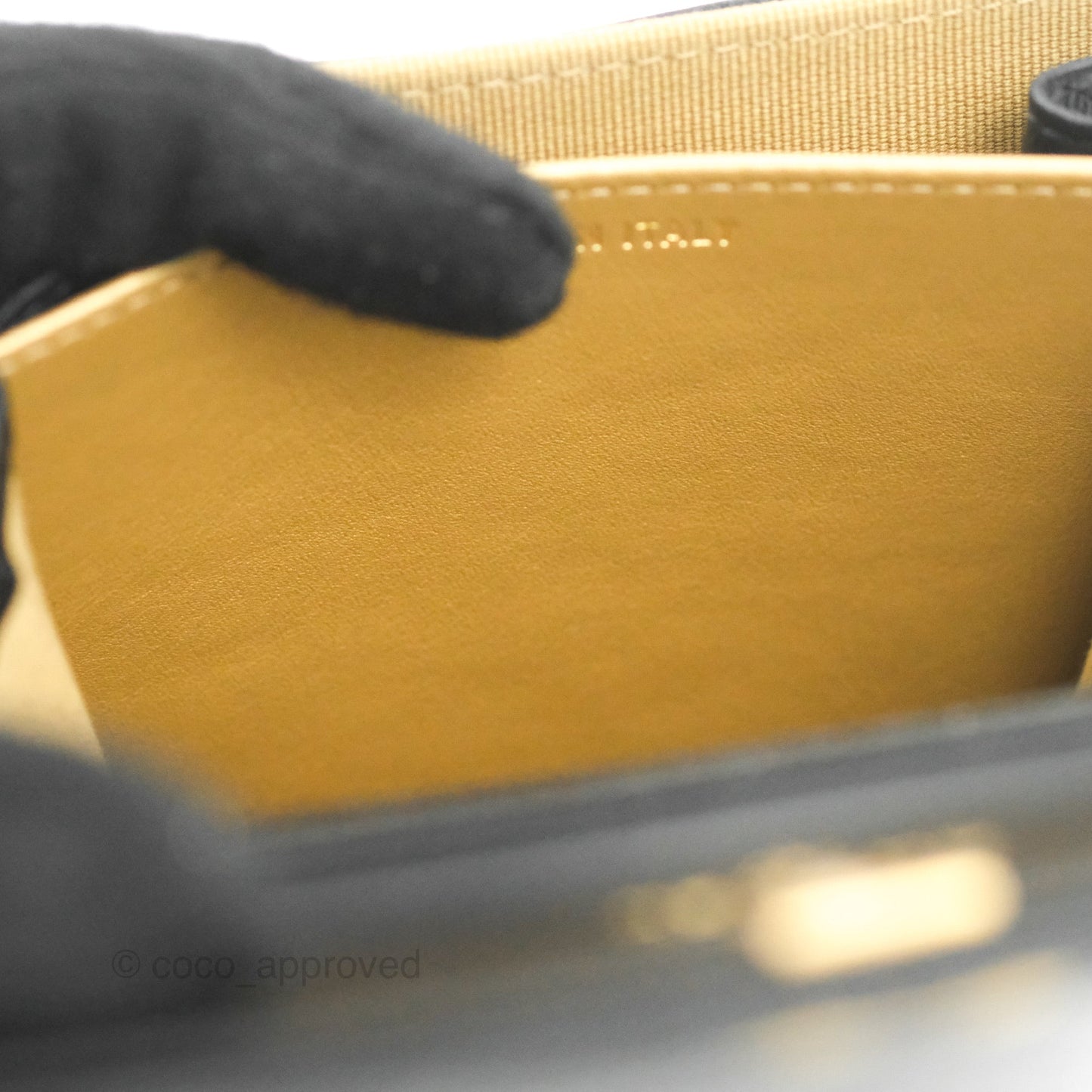 Chanel Pearl Crush Mini Clutch With Chain Black Lambskin Aged Gold Hardware