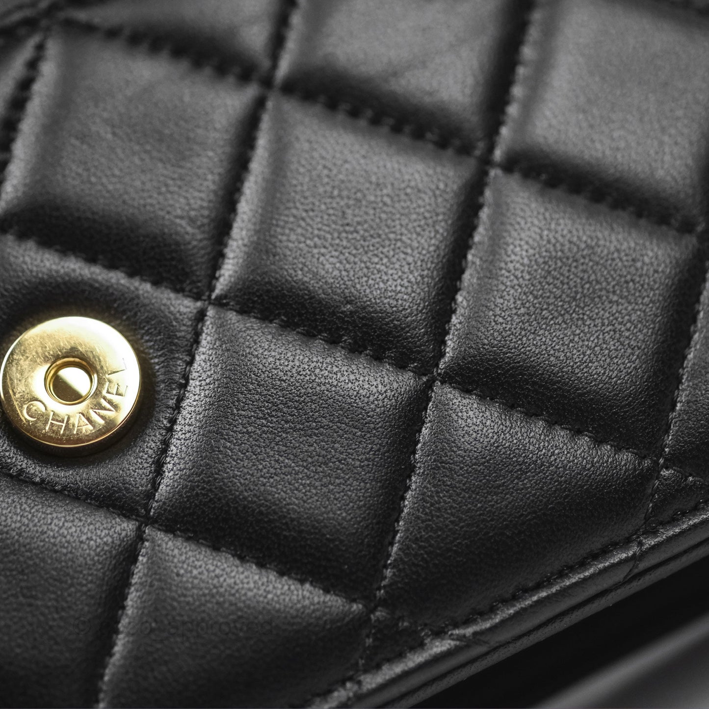 Chanel Quilted Classic WOC Black Lambskin Gold Hardware