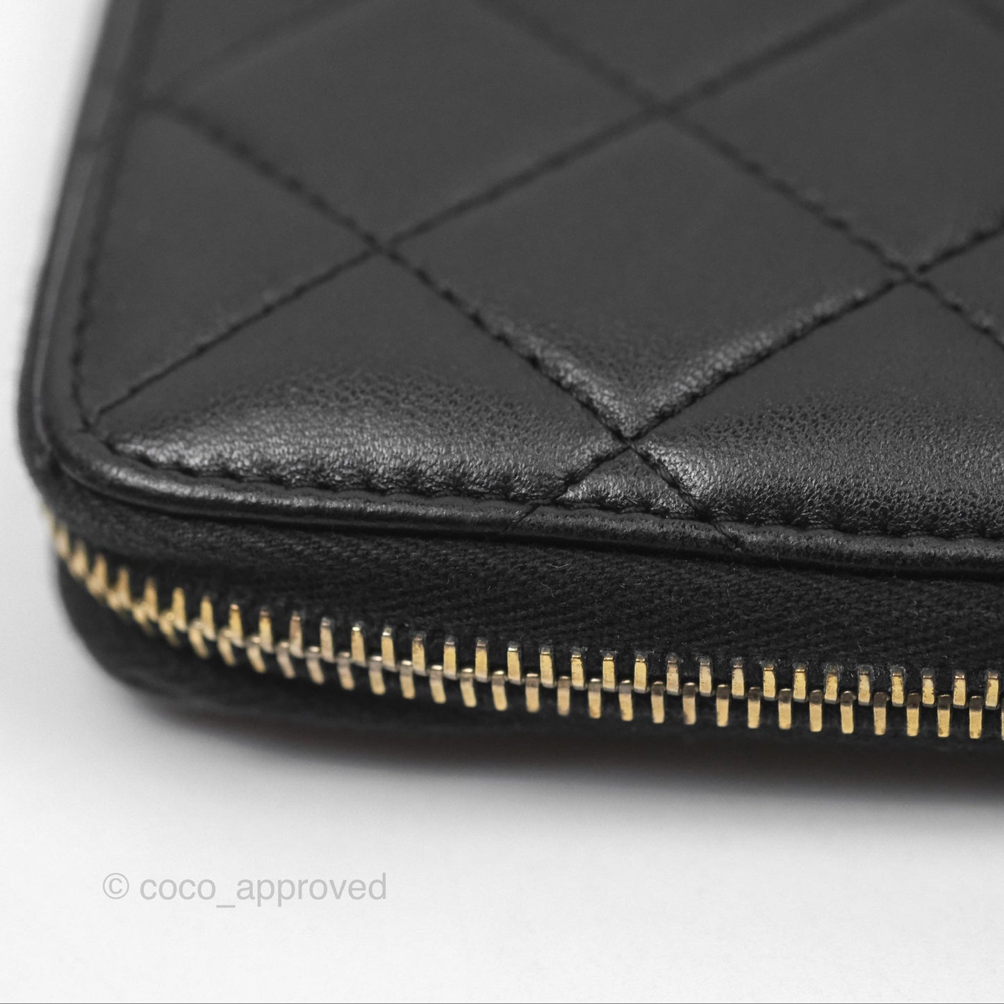 Chanel Zip Around Organiser Wallet Black Lambskin Gold Hardware