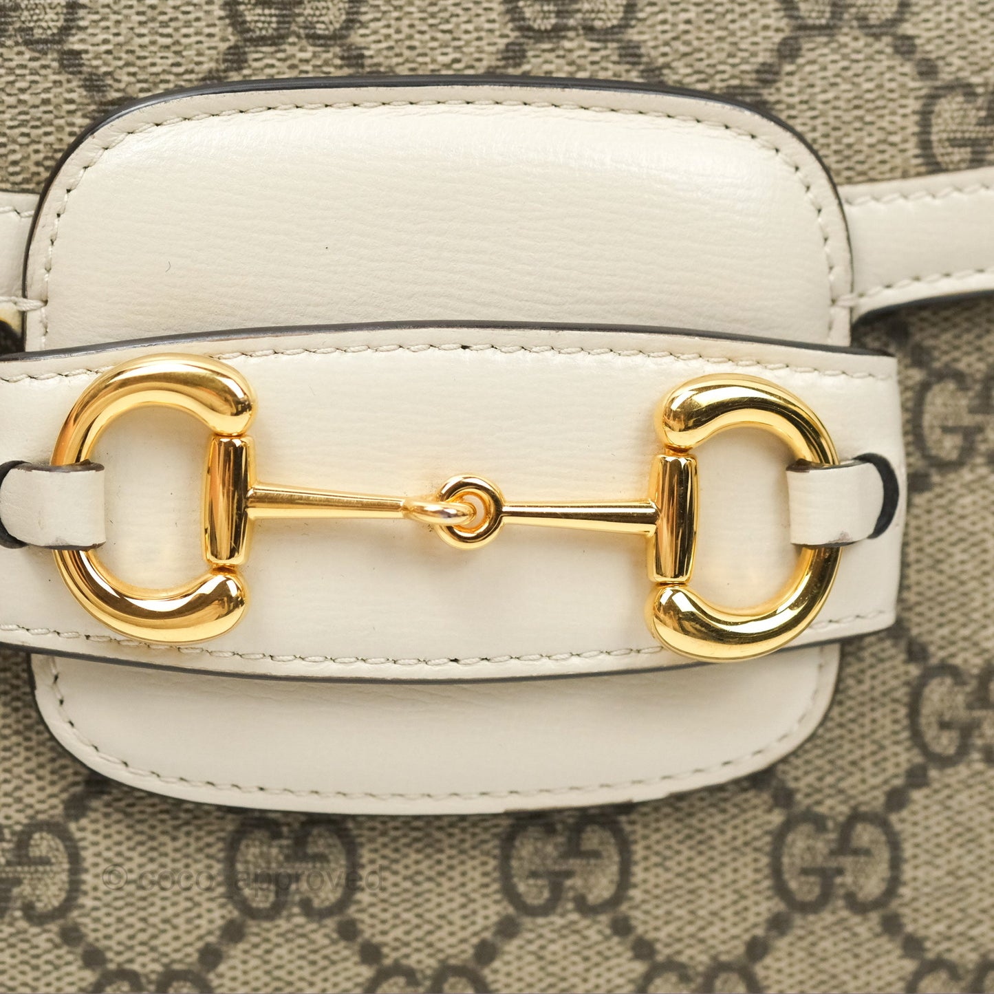 Gucci Horsebit 1955 GG Supreme Canvas White Shoulder Bag Gold Hardware