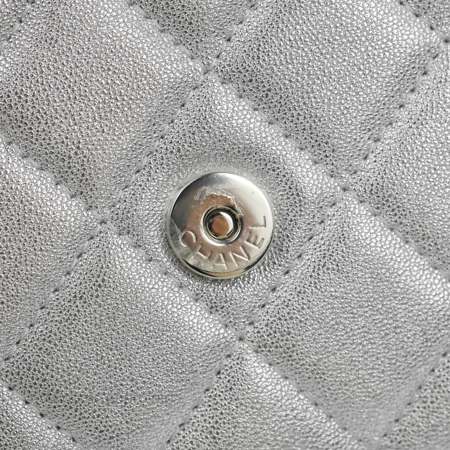 Chanel Quilted Wallet on Chain WOC Silver Lambskin Silver Hardware