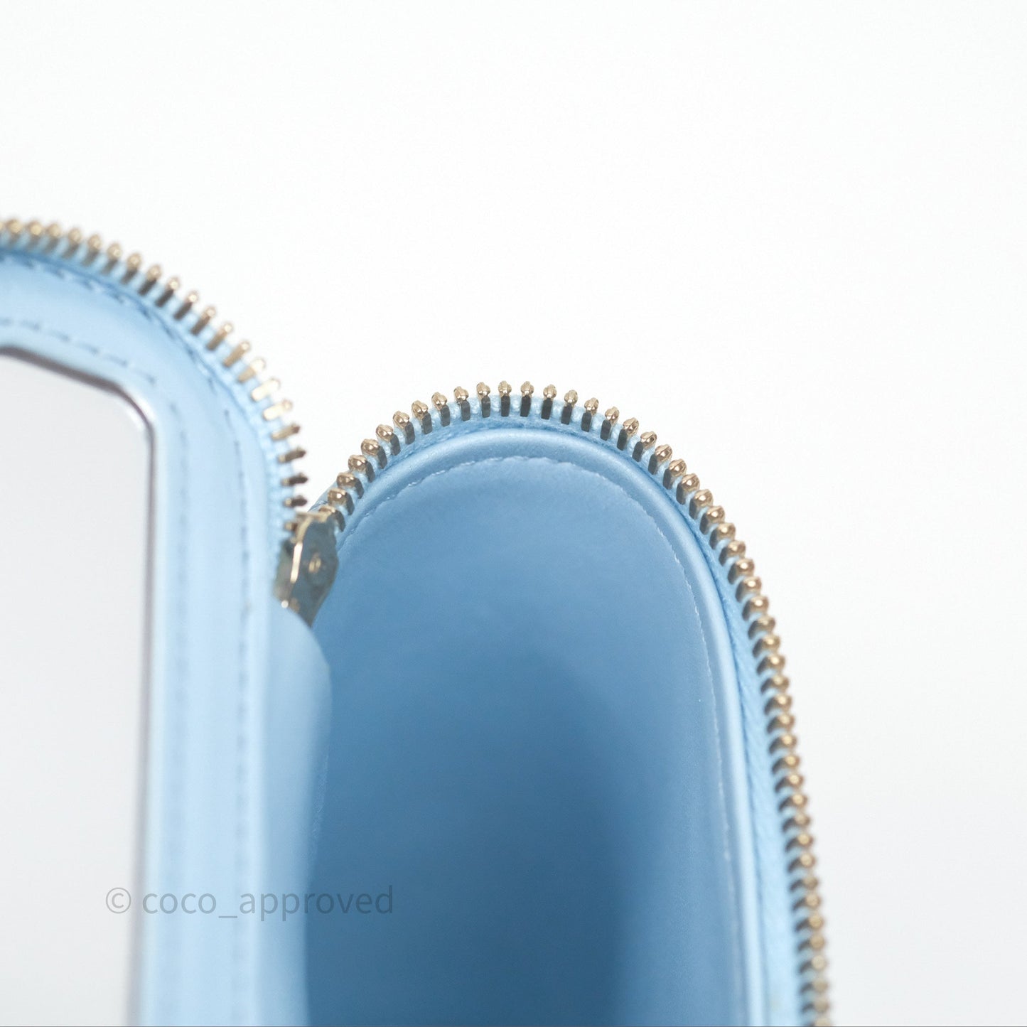 Chanel Classic Mini Vanity With Chain Light Blue Caviar Gold Hardware