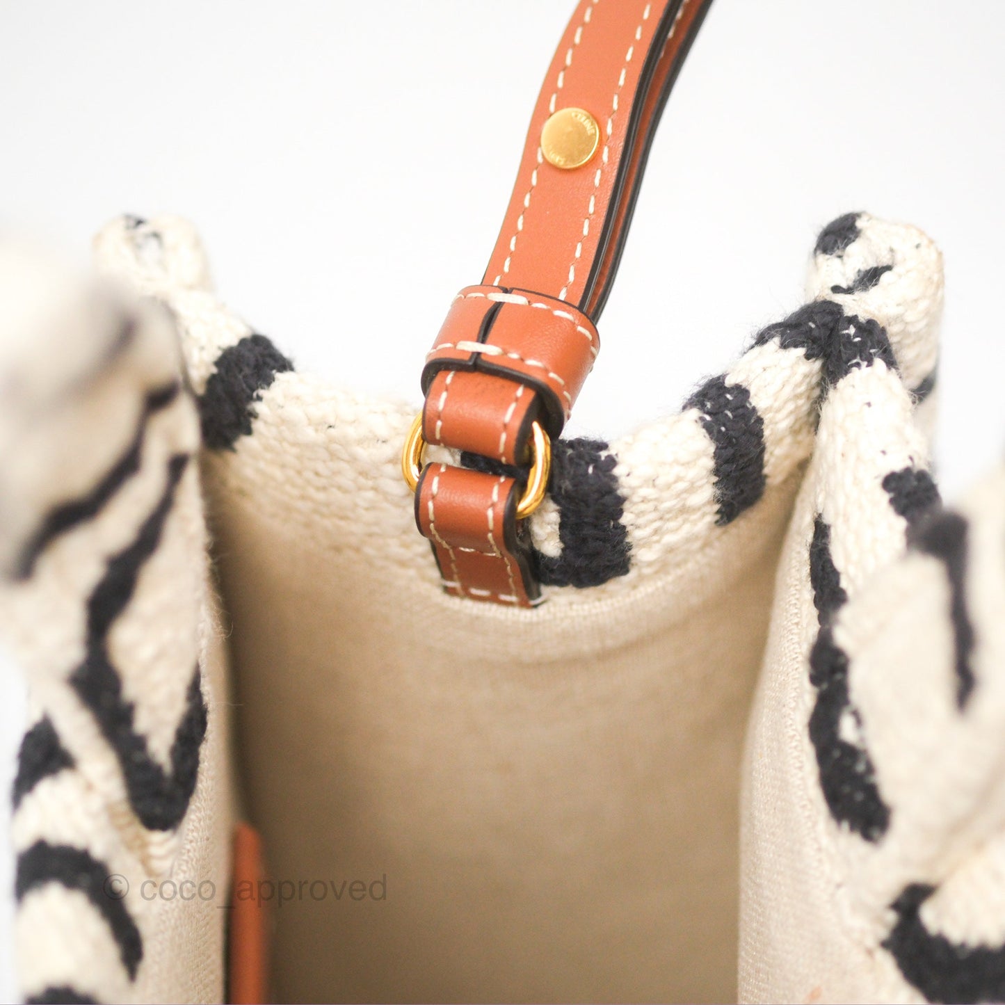 Celine Small Cabas Thais Textile with Celine All-Over White