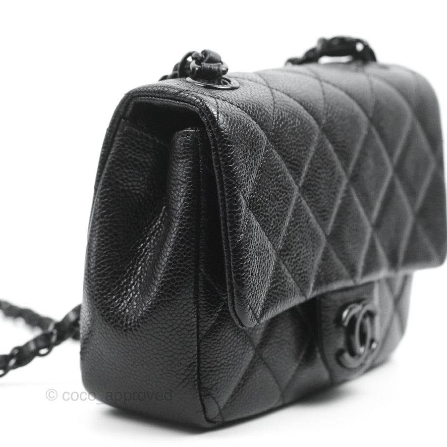 Chanel Quilted Mini Square Flap Bag So Black Caviar Incognito