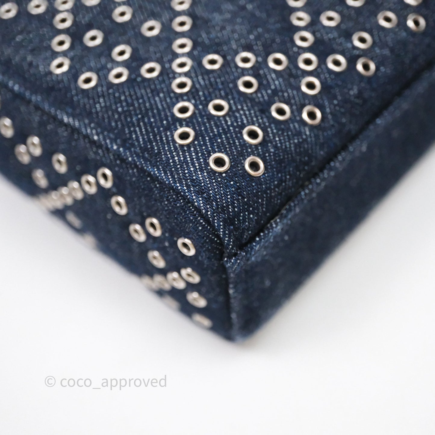 Christian Dior Medium Lady D-Joy Denim Eyelet Silver Hardware