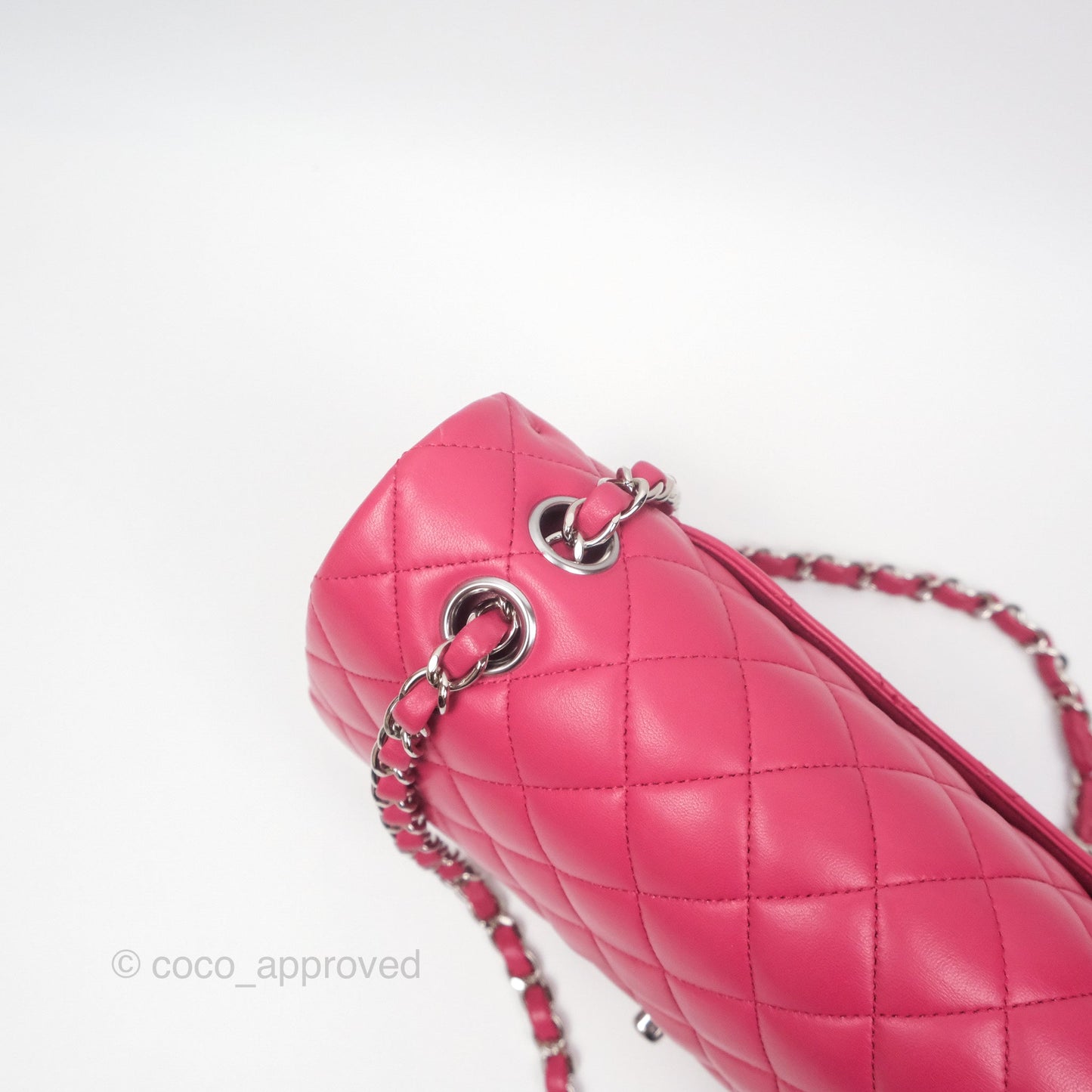 Chanel Classic M/L Medium Flap Quilted Dark Pink Lambskin Silver Hardware