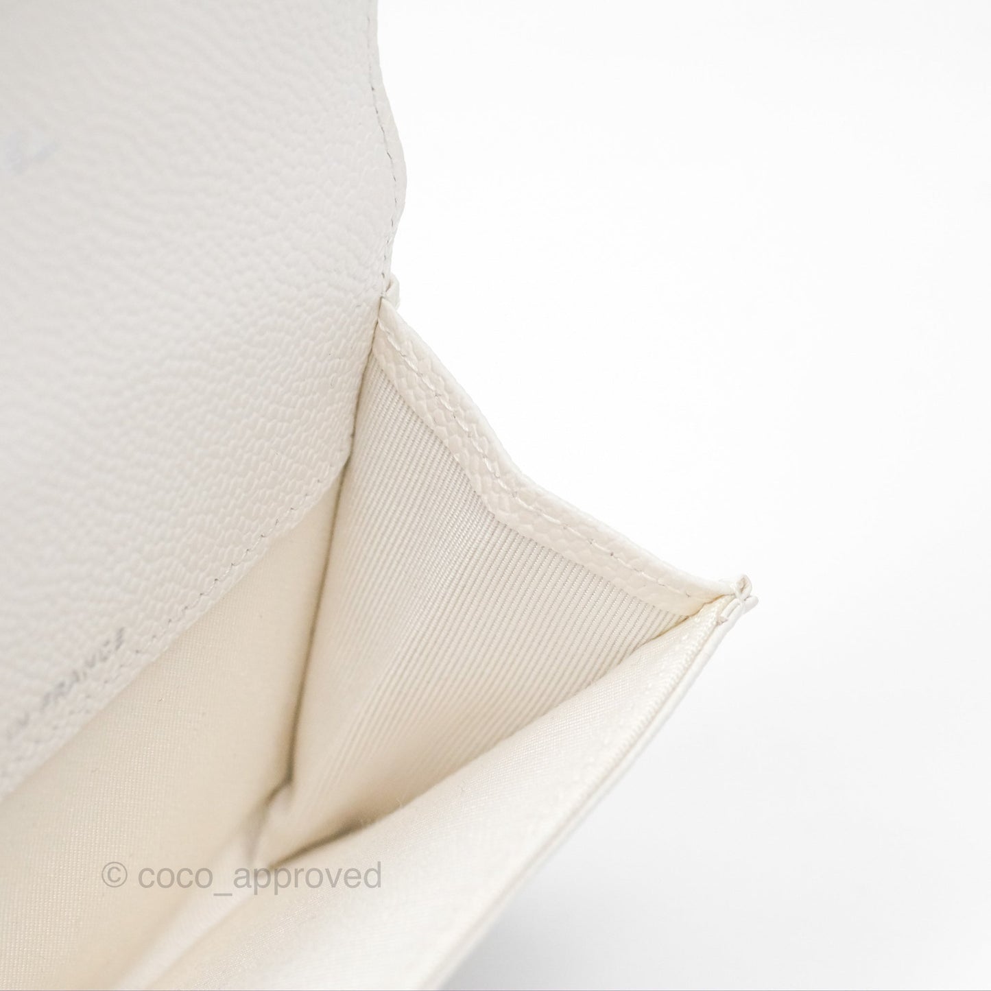 Chanel Quilted Flap Card Holder White Caviar Silver Hardware