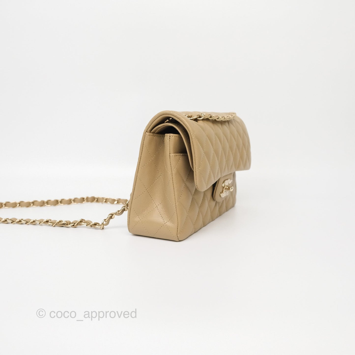Chanel Small S/M Classic Flap Dark Beige Caviar Gold Hardware 21A