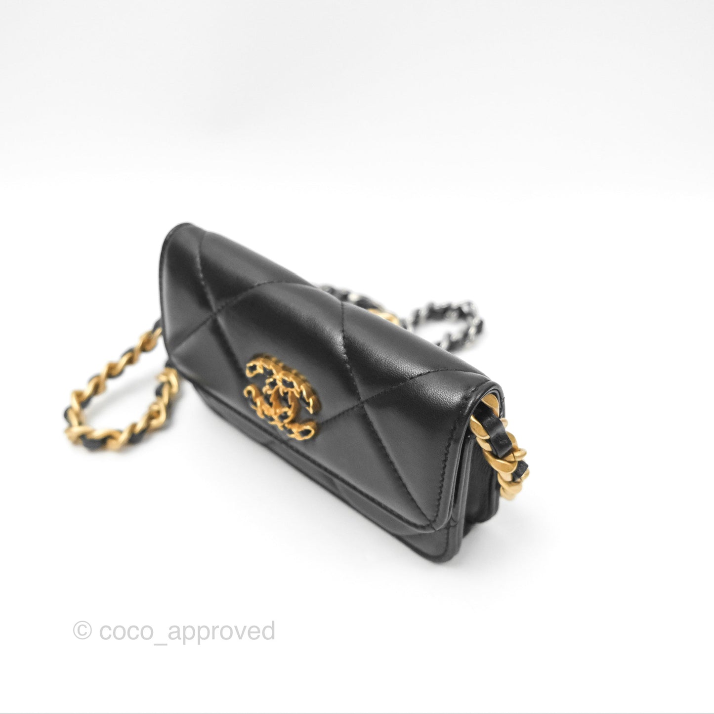 Chanel 19 Clutch With Chain Black Lambskin Mixed Hardware
