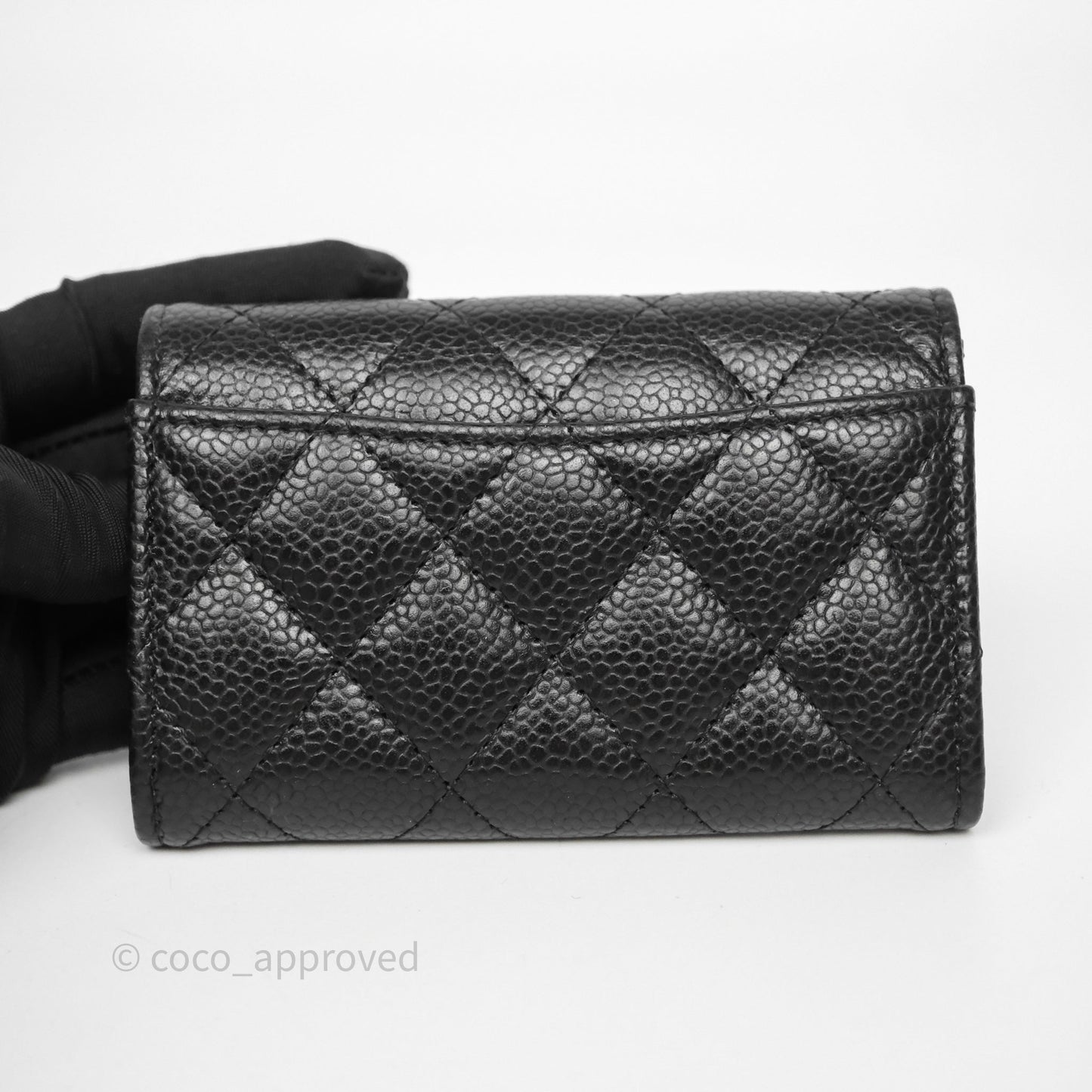 Chanel Quilted Flap Card Holder Black Caviar Gold Hardware