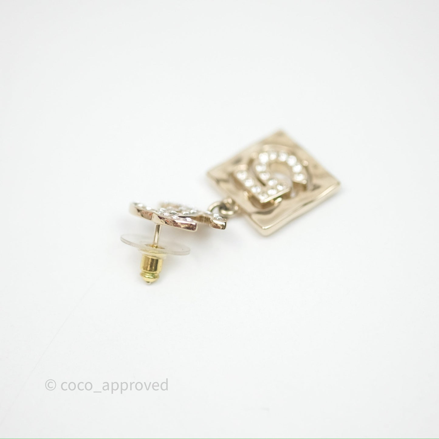 Chanel Crystal CC No.5 Drop Earrings Gold Tone 22S