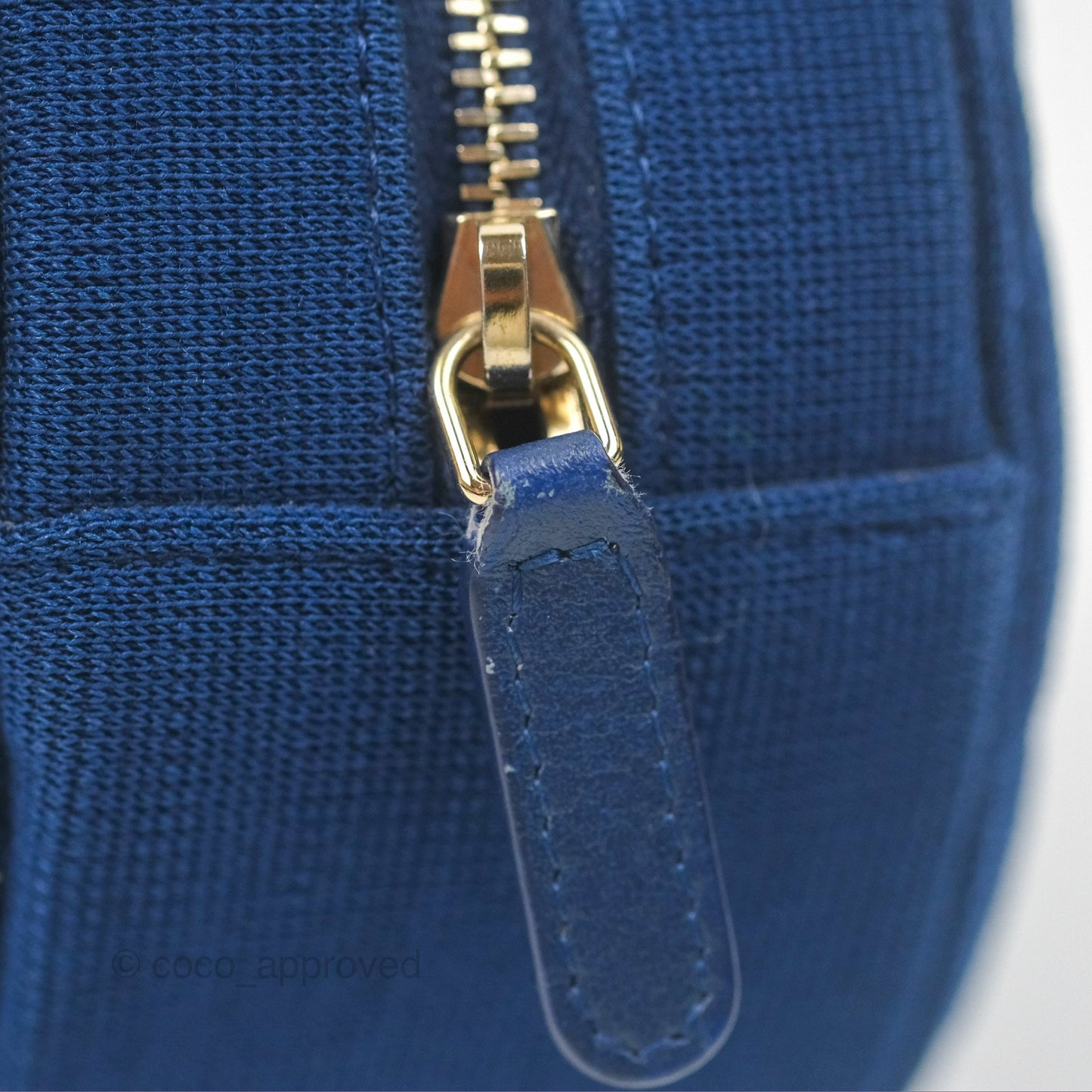 Chanel Classic Quilted Round Clutch With Chain Dark Blue Cotton Gold Hardware