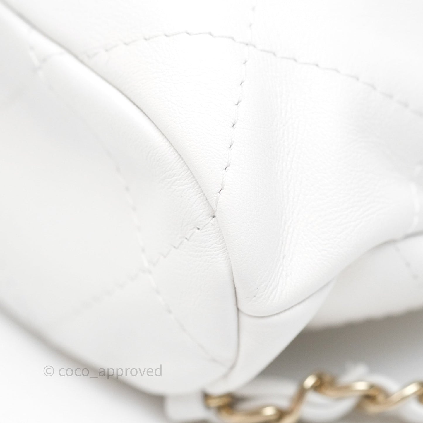 Chanel Quilted Drawstring Bucket Backpack White Calfskin Gold Hardware 24C