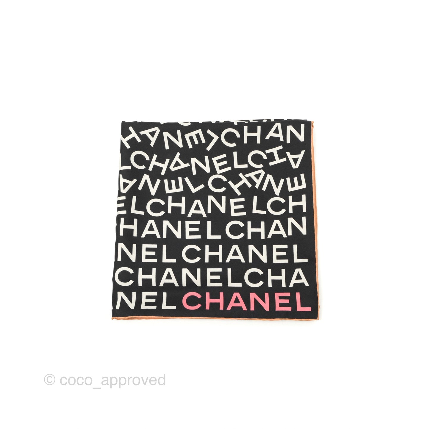 Chanel CC Silk Square Scarf 90 Black/White