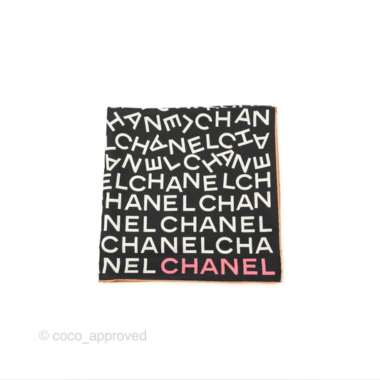 Chanel CC Silk Square Scarf 90 Black/White