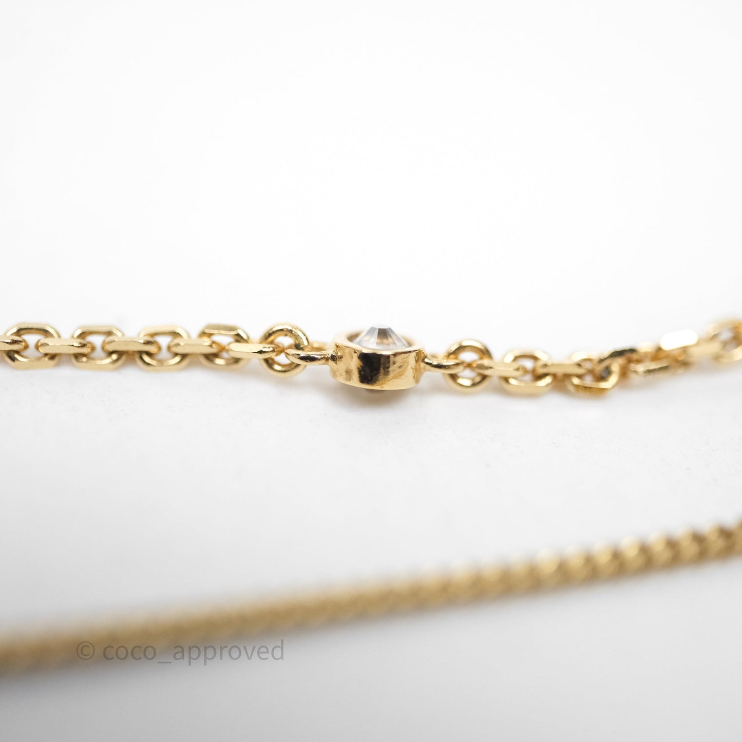 Christian Dior CD Petit Double Necklace Crystal Gold Tone