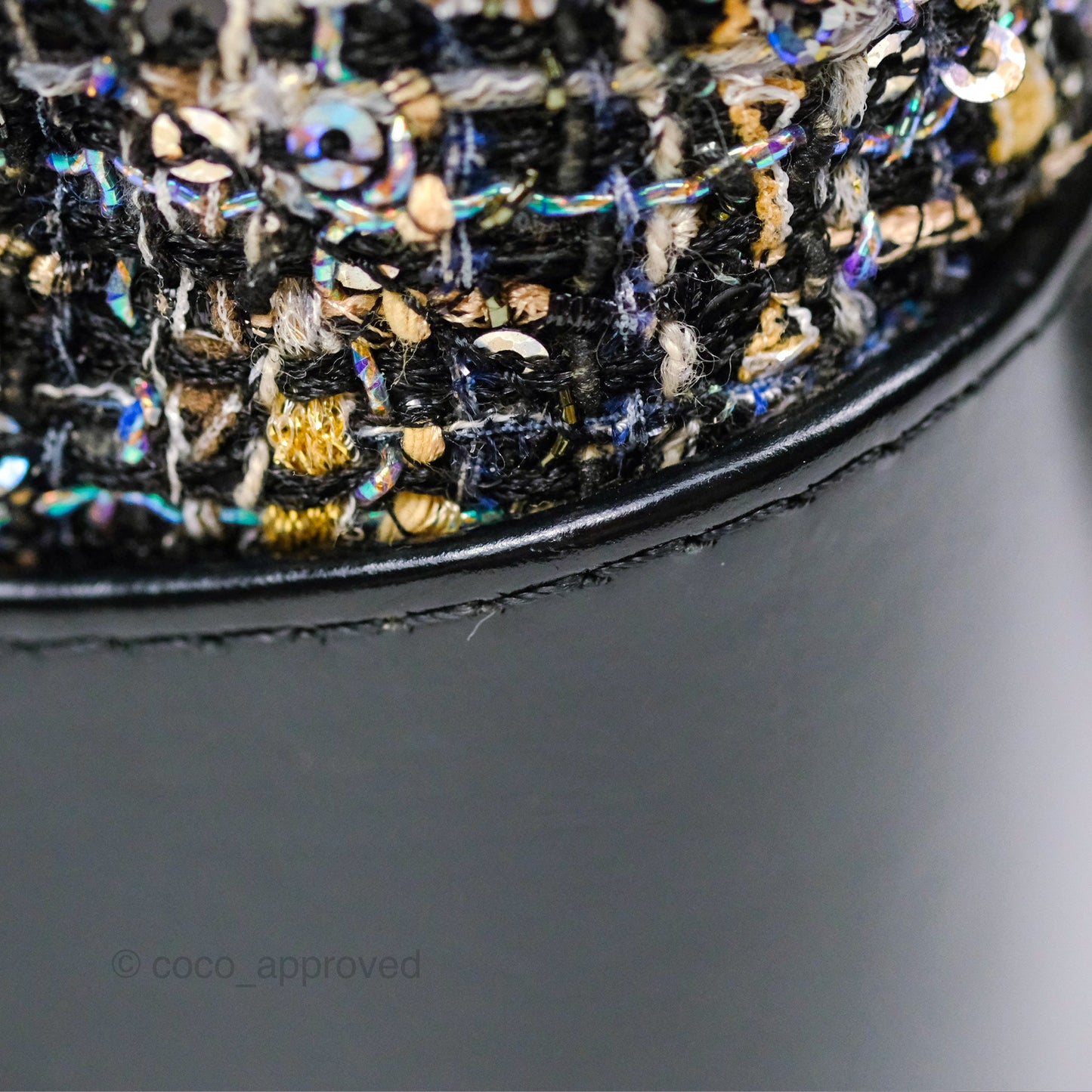 Chanel Large Gabrielle Tweed Green Black Calfskin