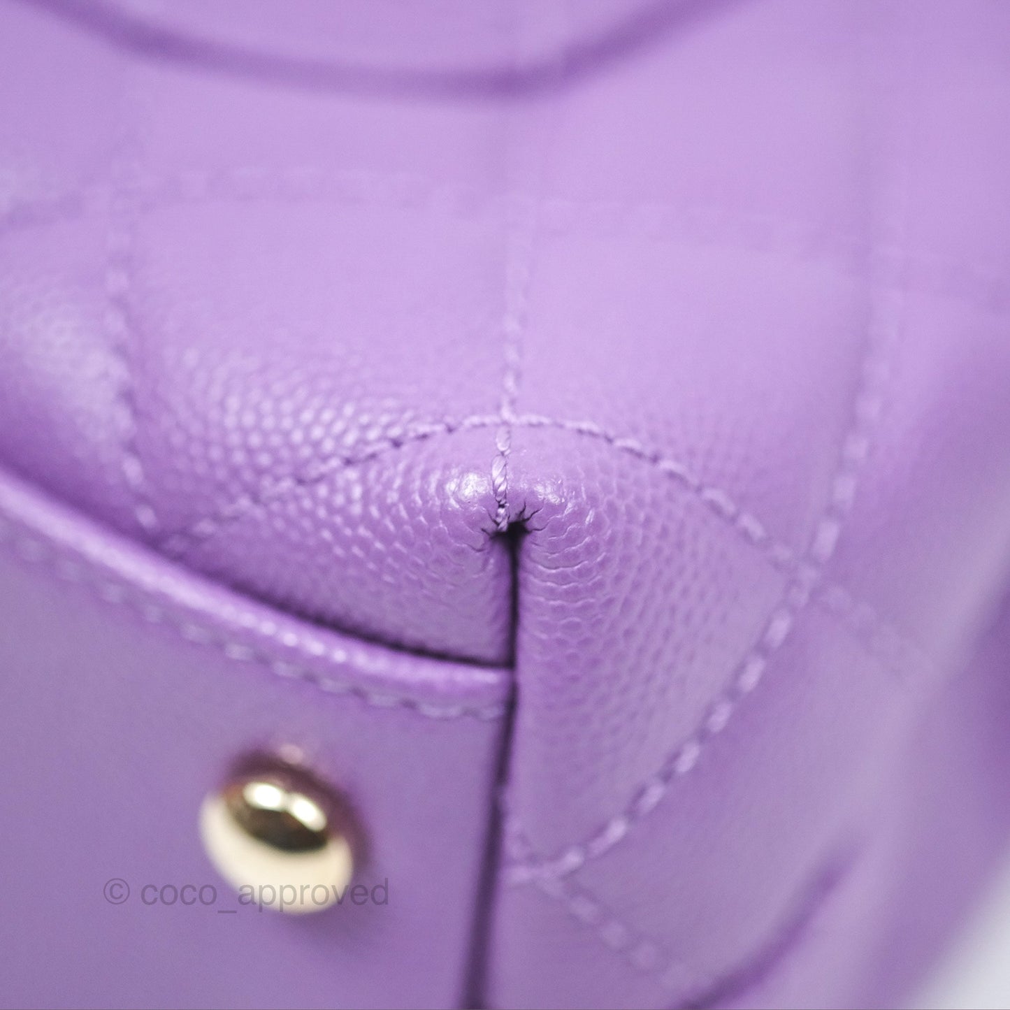 Chanel Quilted Mini Coco Handle Caviar Purple Gold Hardware