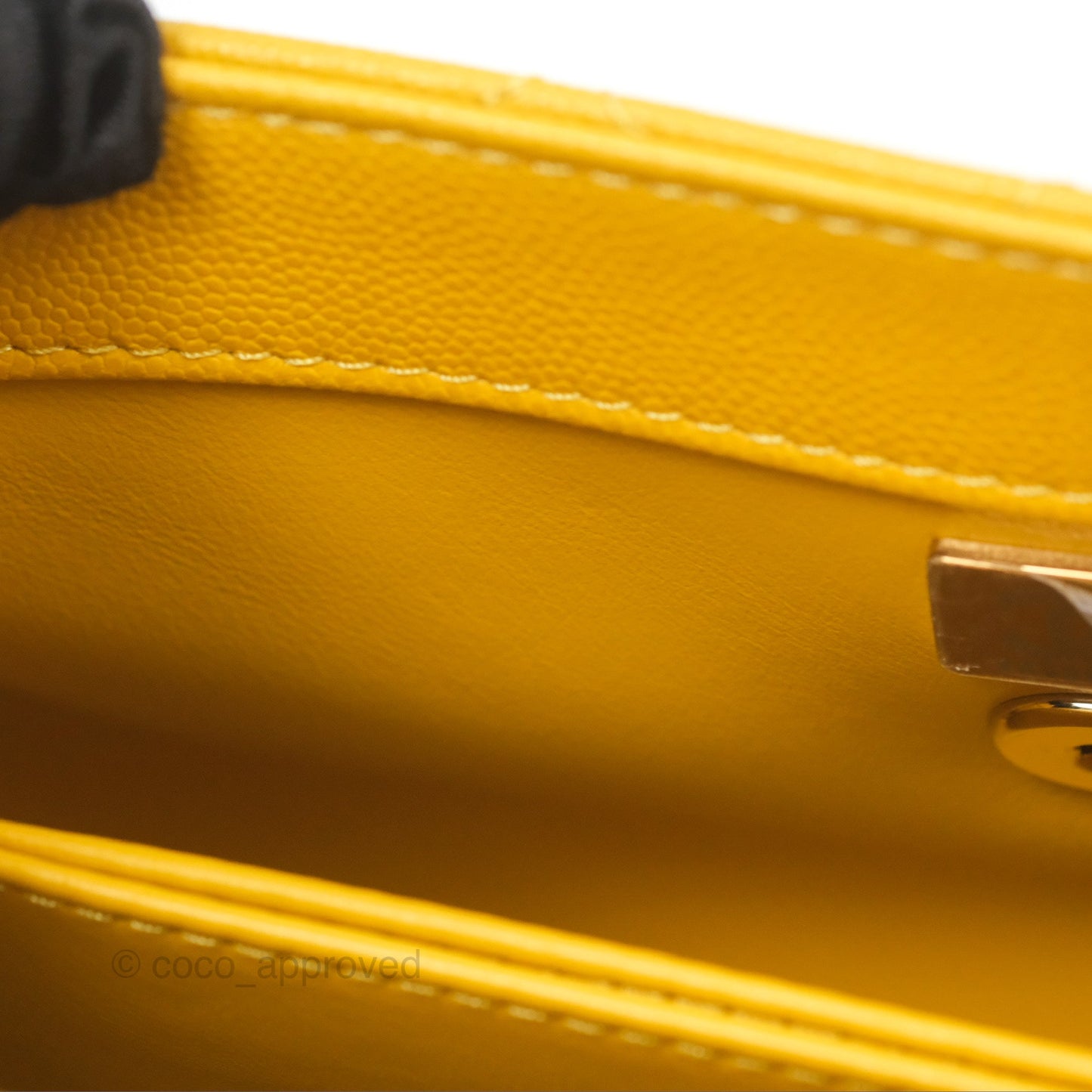Chanel Small Coco Handle Mustard Yellow Caviar Gold Hardware