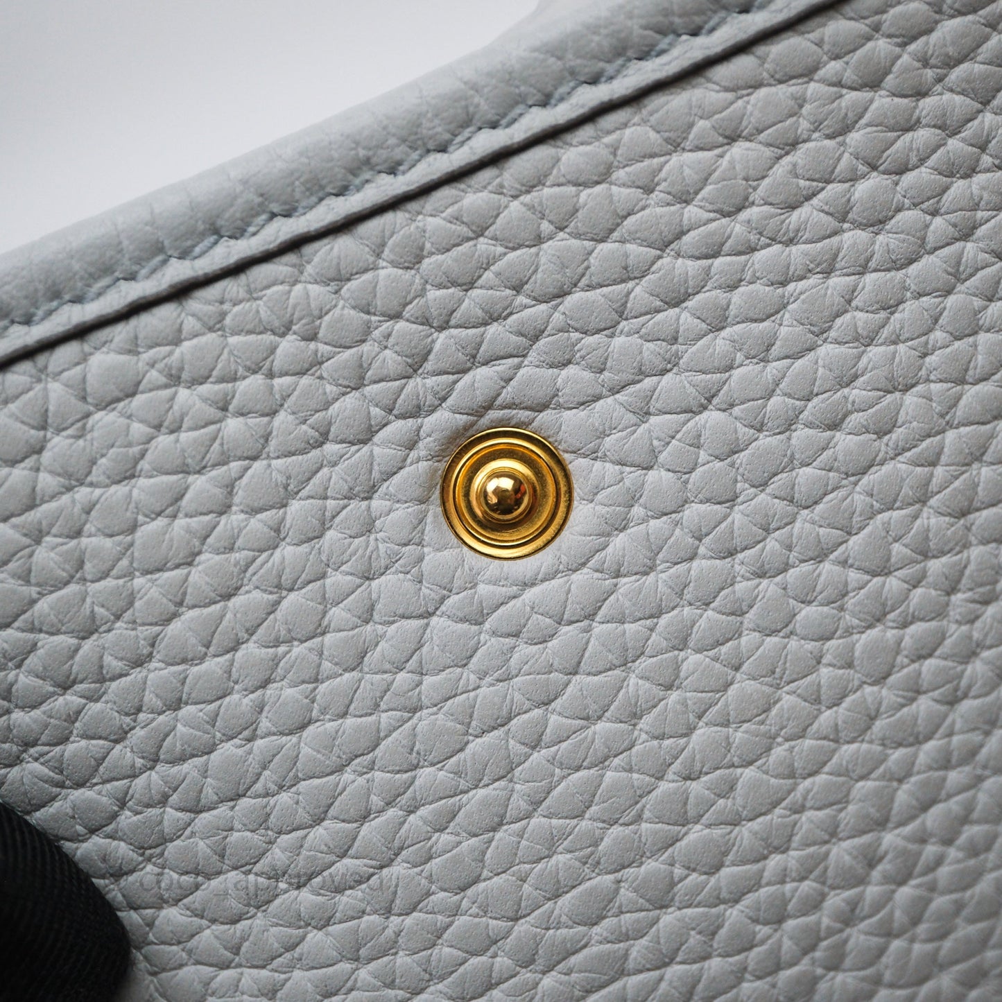 Hermès Mini Evelyne 16  Bleu Pale 08 Clemence Gold Hardware