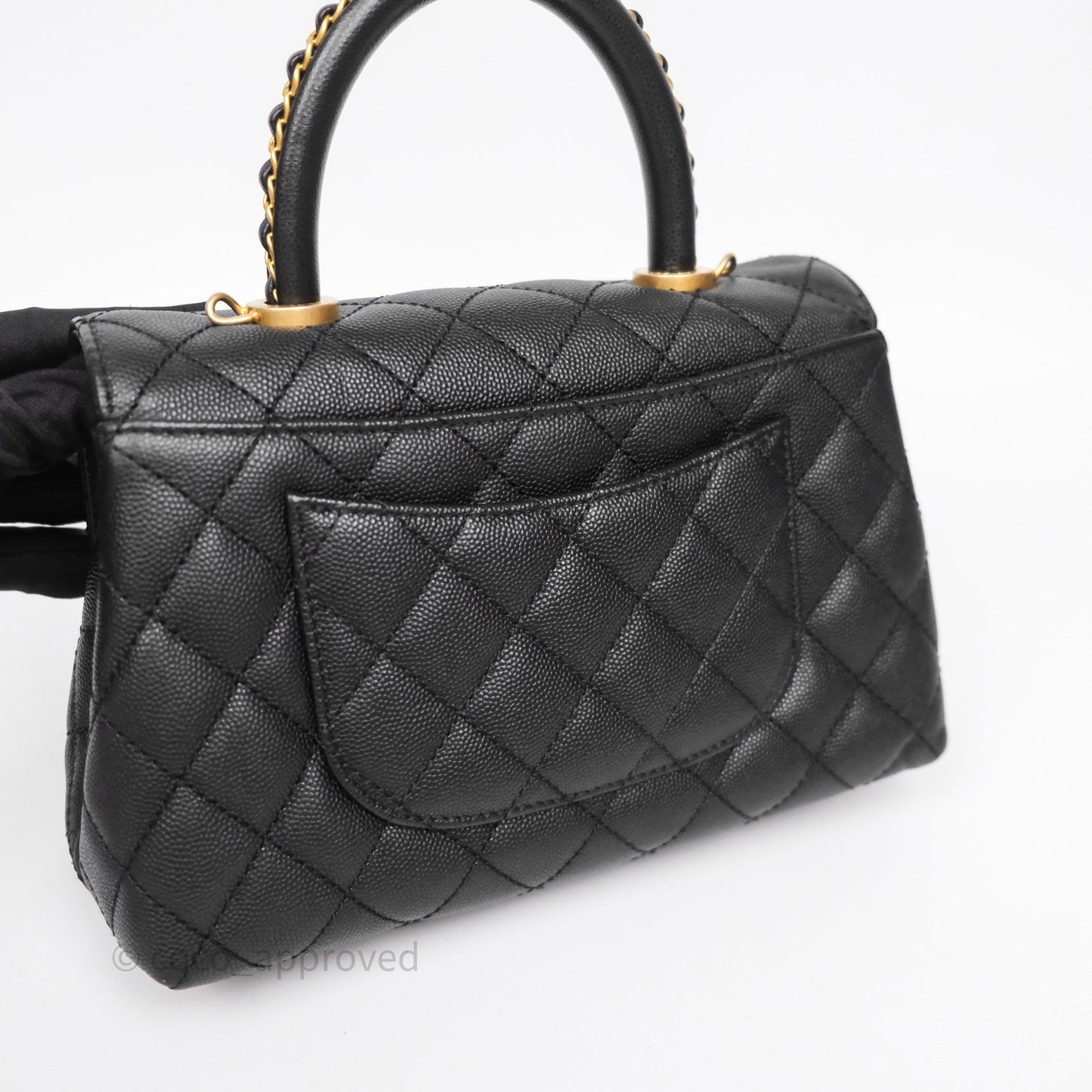 Chanel Small Coco Handle Black Caviar Aged Gold Hardware Braided Handle