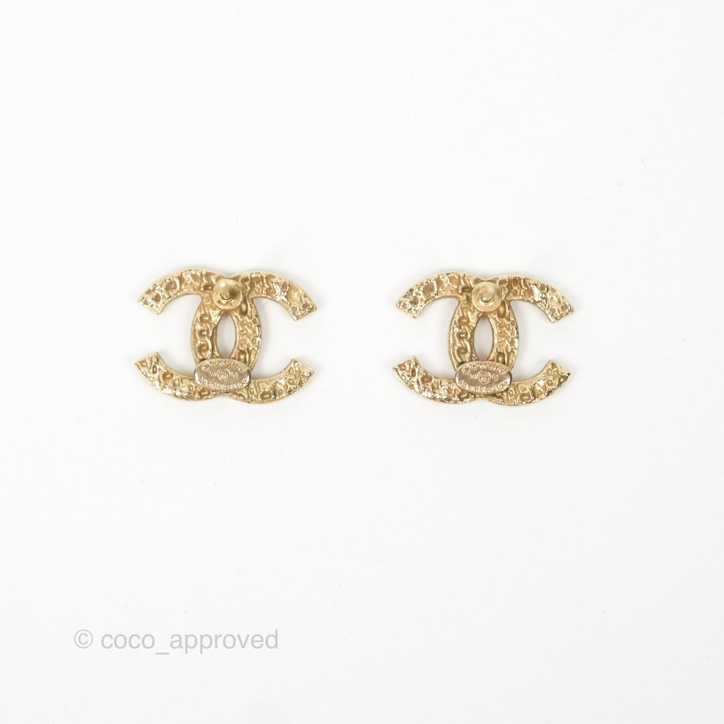 Chanel CC Earrings Gold Tone 14C
