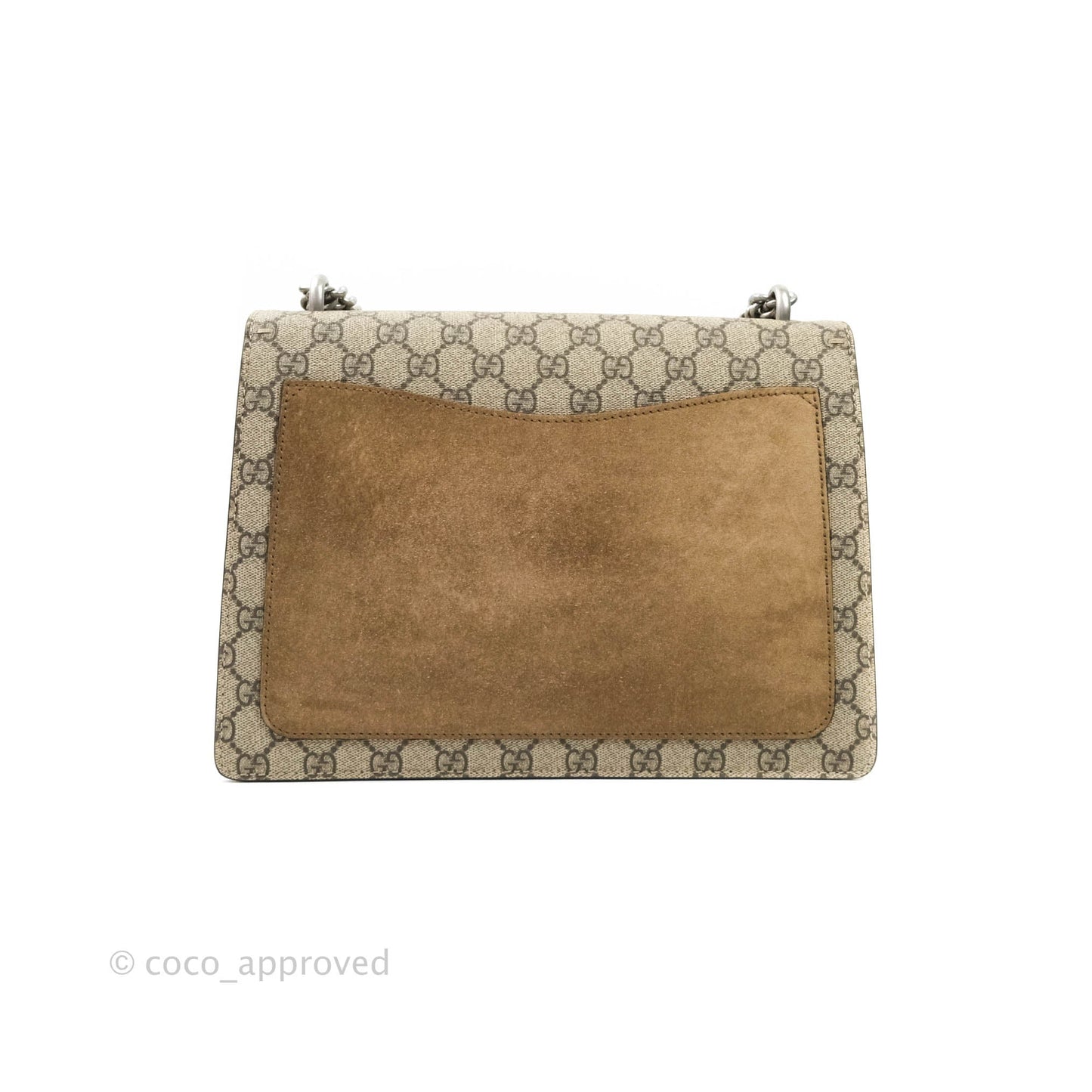 Gucci Dionysus Medium GG Supreme Canvas Suede Shoulder Bag Antique Silver Hardware
