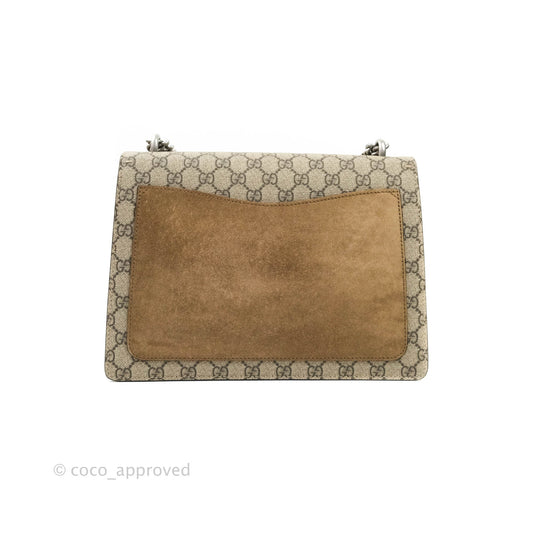 Gucci Dionysus Medium GG Supreme Canvas Suede Shoulder Bag Antique Silver Hardware