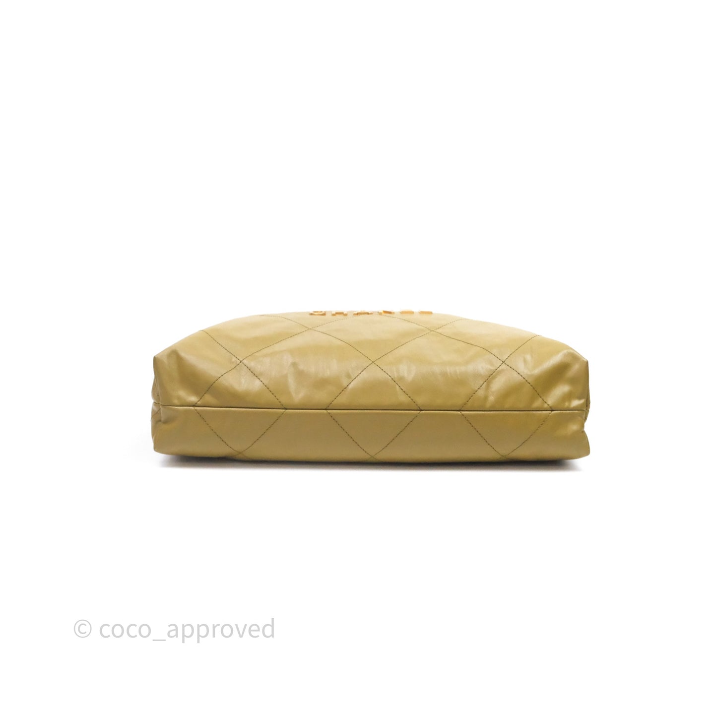 Chanel 22 Bag Medium Crumpled Olive Green Calfskin Aged Gold Hardware