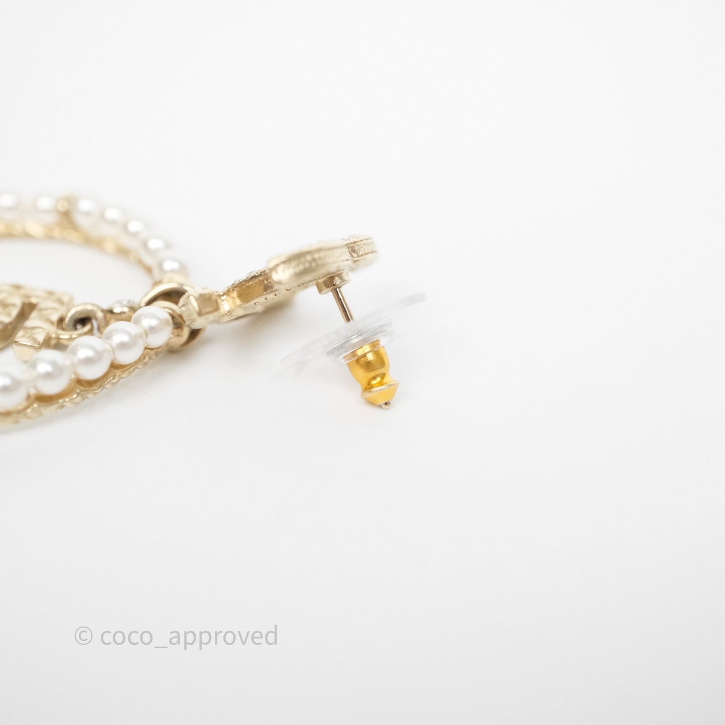 Chanel Crystals CC Drop Pearl Round No5 Perfume Bottle Earrings 20V