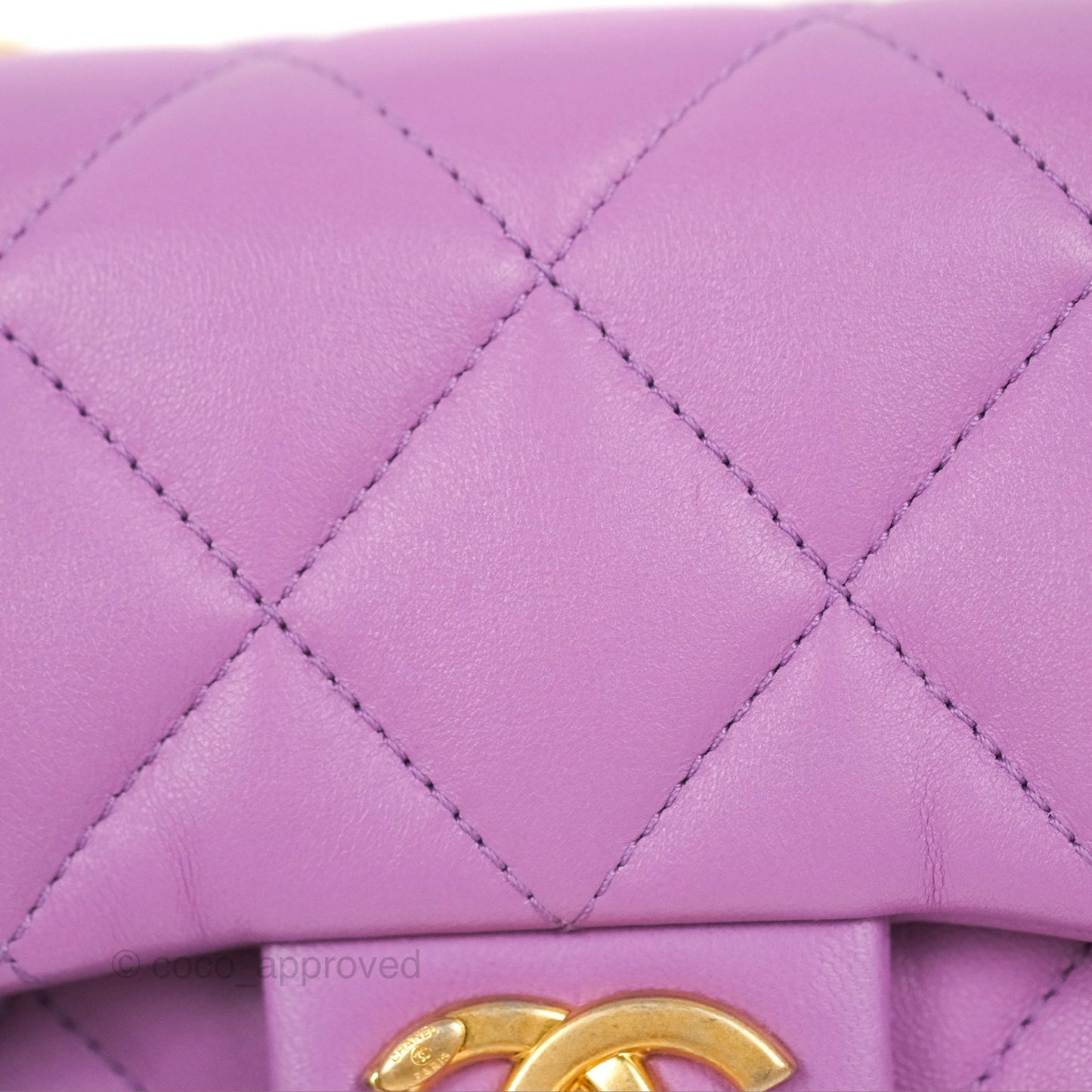 Chanel Quilted Mini CC Funky Town Flap Purple Lambskin Gold Hardware
