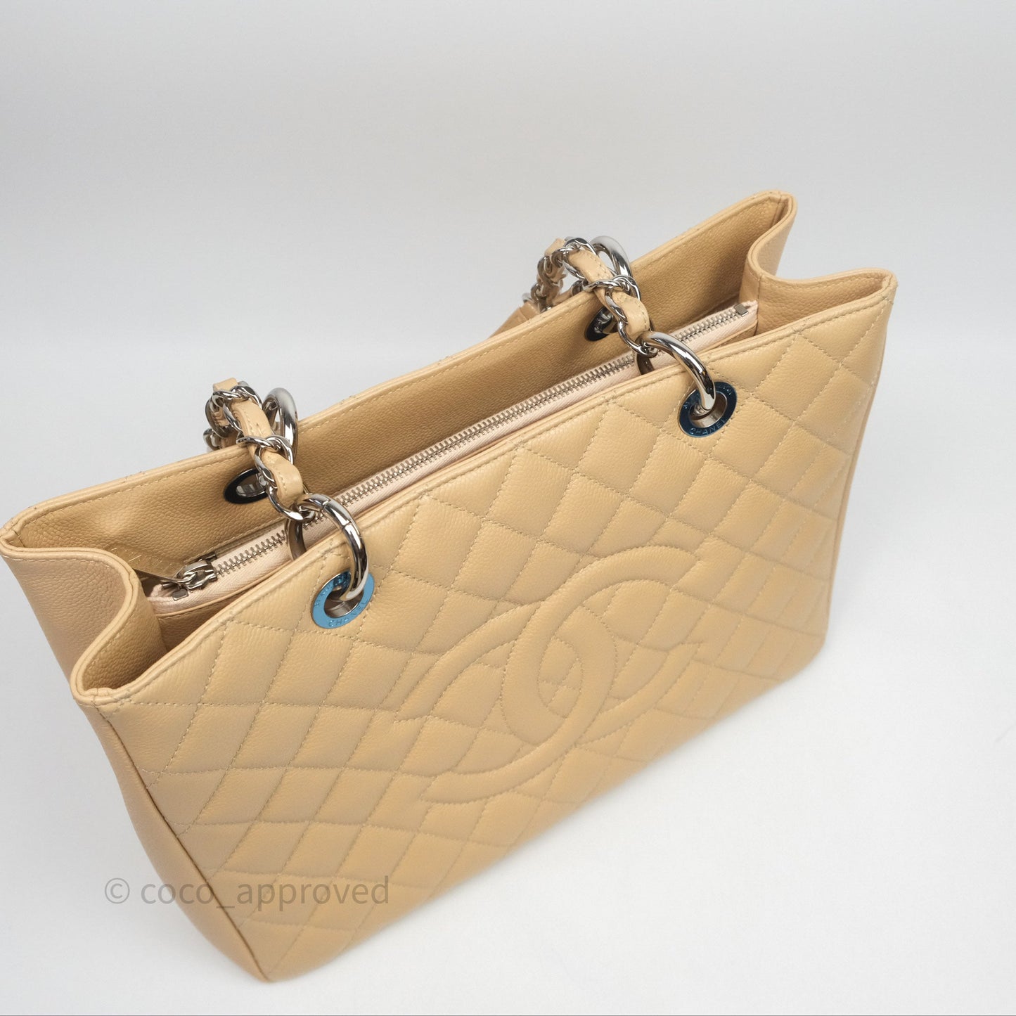 Chanel GST Beige Caviar Silver Hardware