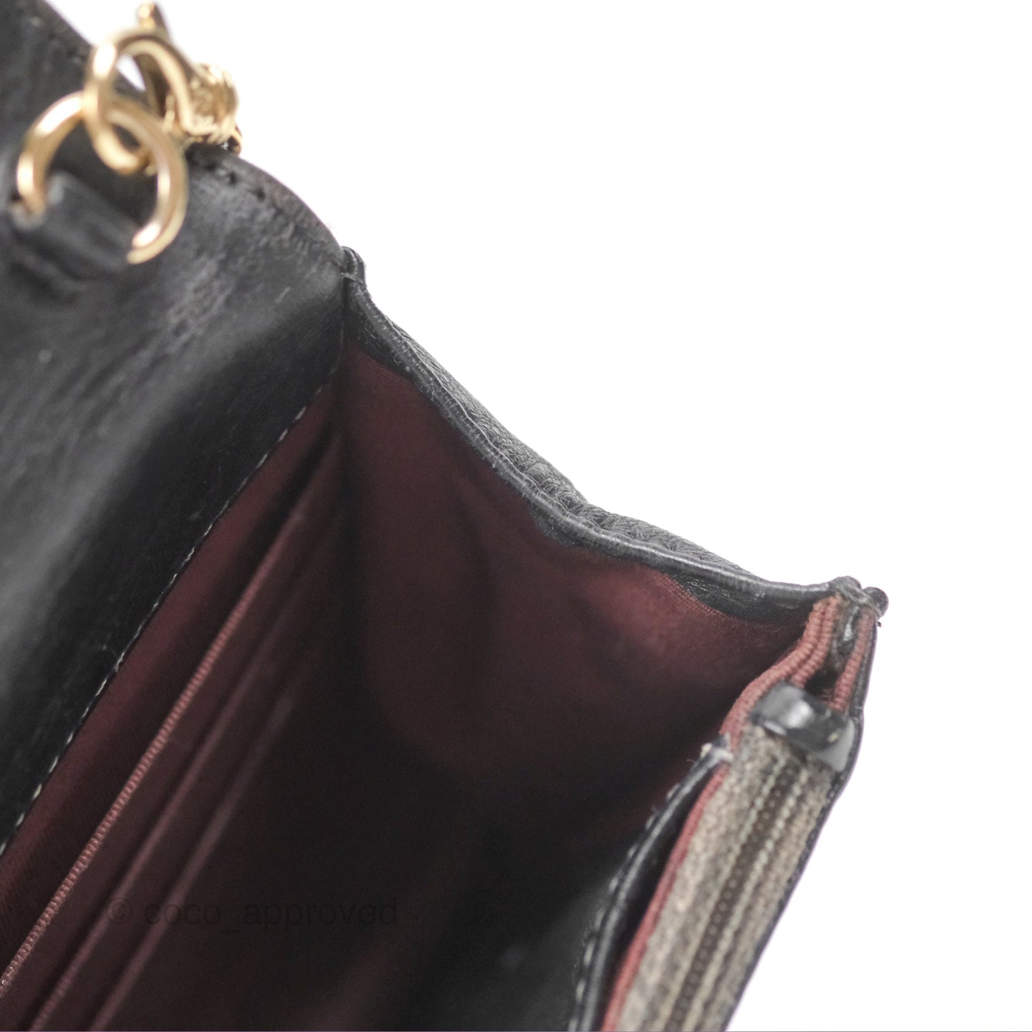 Chanel Golden Class Wallet On Chain WOC Black Patent Gold Hardware
